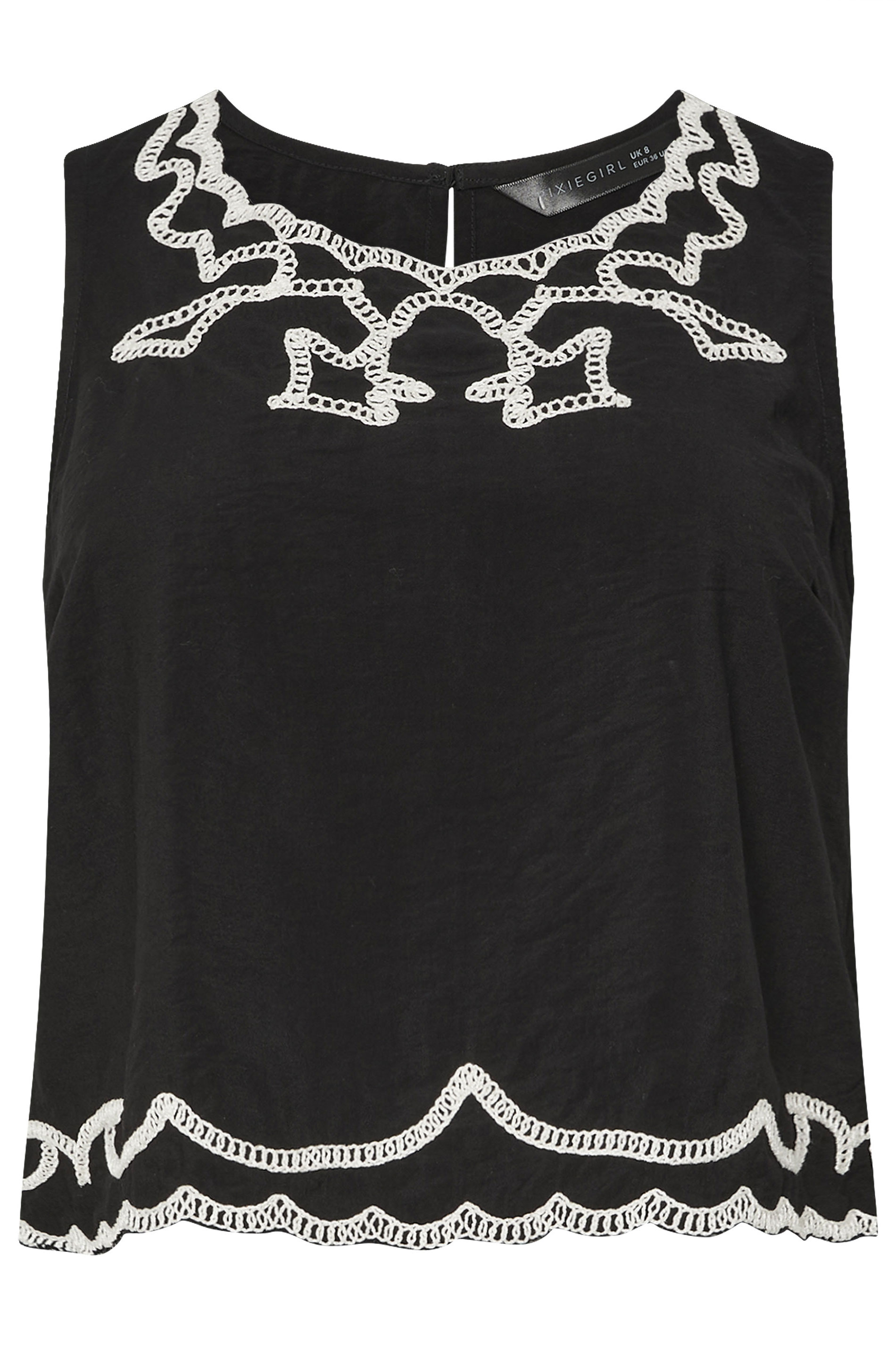PixieGirl Petite Women's Black Embroidered Sleeveless Top | PixieGirl 6