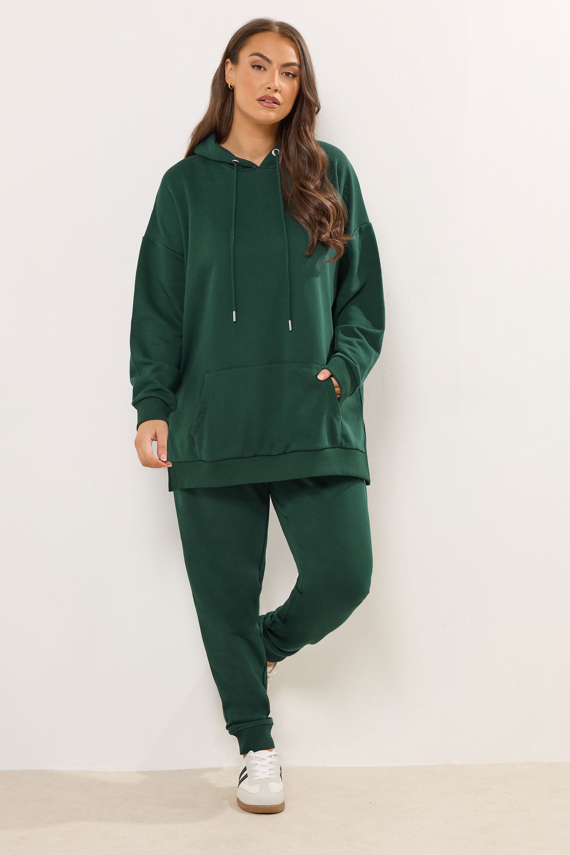 YOURS Plus Size Green Pocket Front Hoodie | Yours Clothing 1