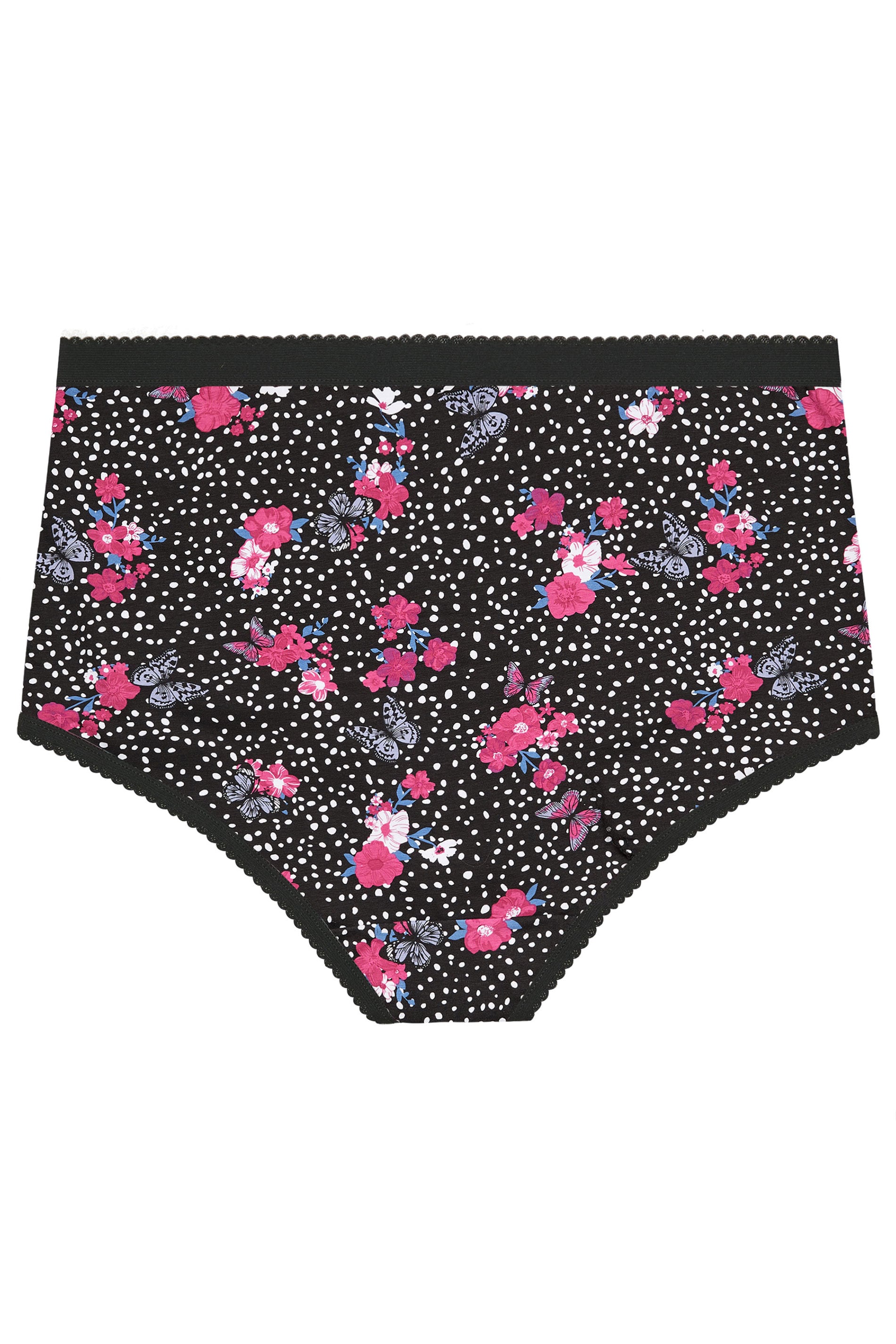 YOURS Plus Size 5 PACK Black Floral Print Full Briefs | Yours Clothing 8