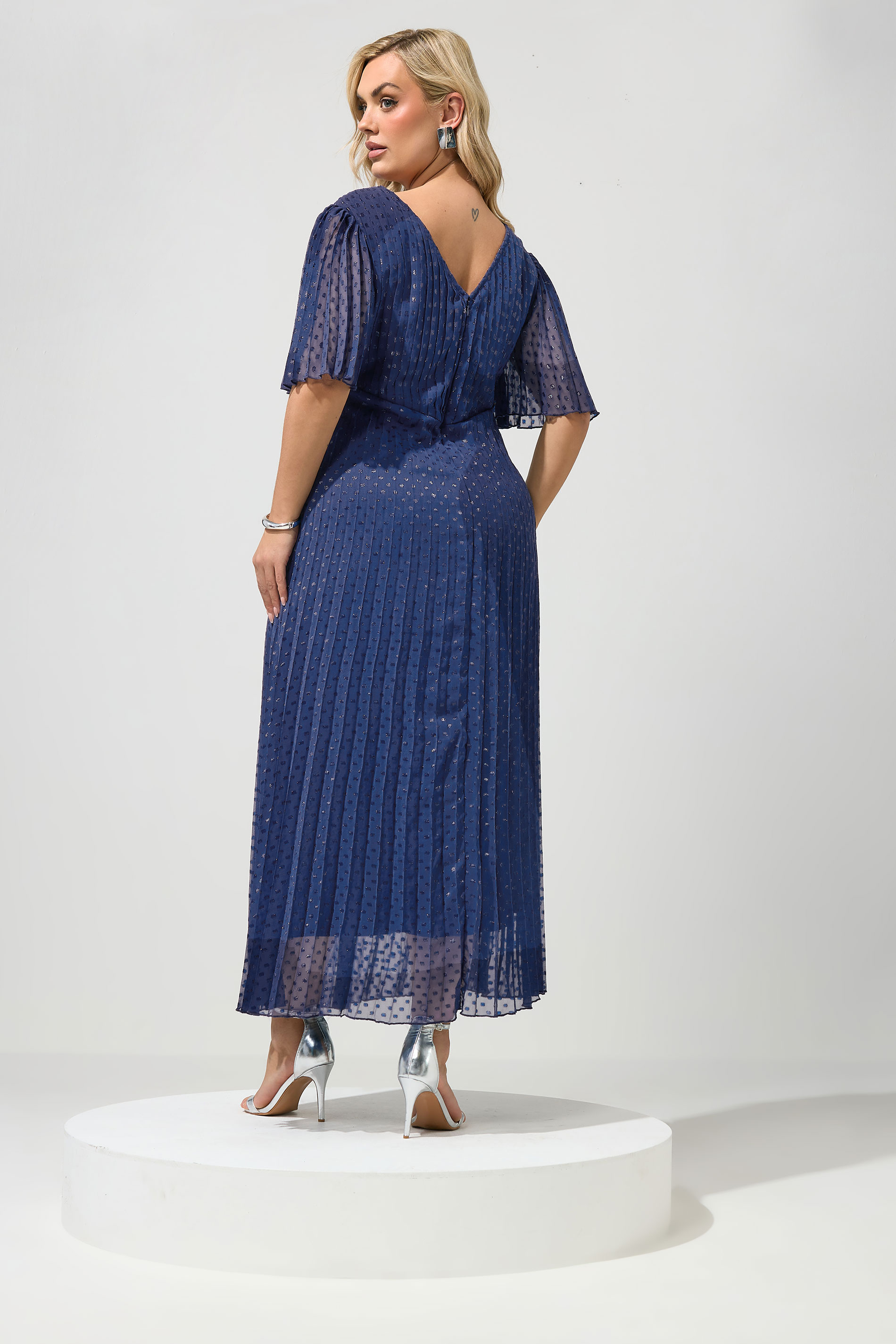 YOURS LONDON Plus Size Blue Pleated Wrap Maxi Dress | Yours Clothing 2