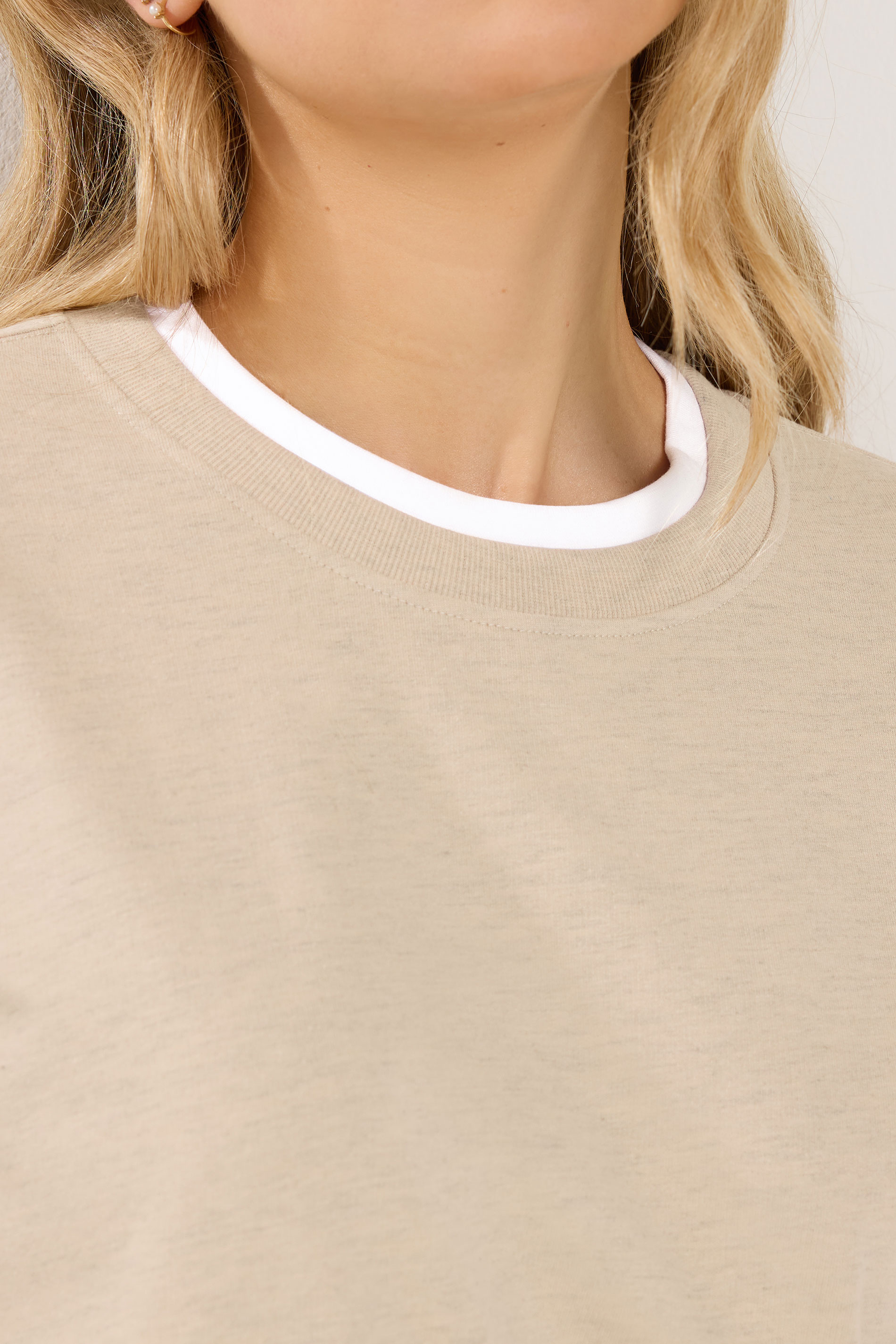 LTS Tall Women's Natural Brown & White Cotton Layered Top | Long Tall Sally 5