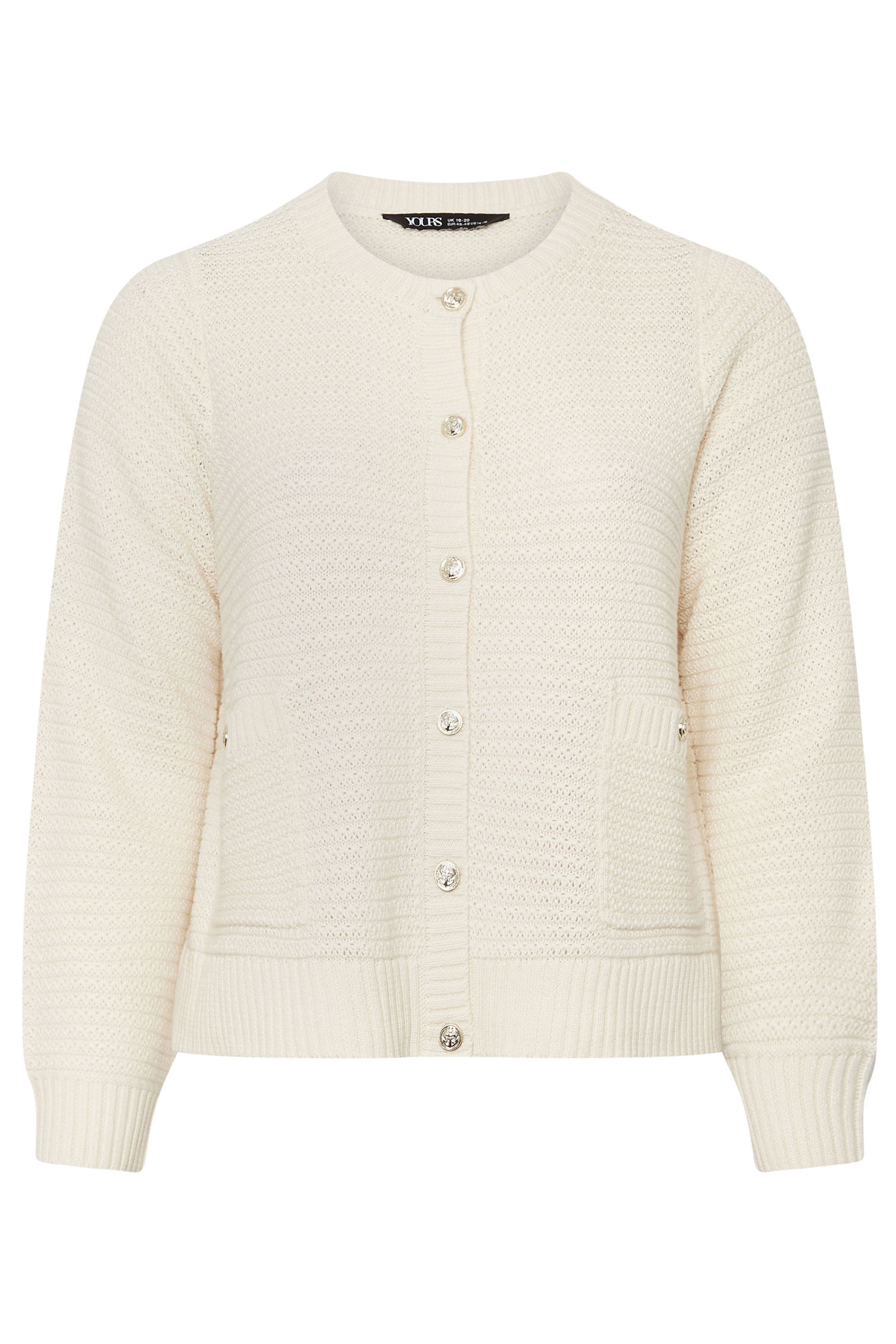 YOURS Plus Size White Button Through Pocket Cardigan | Yours Clothing 7