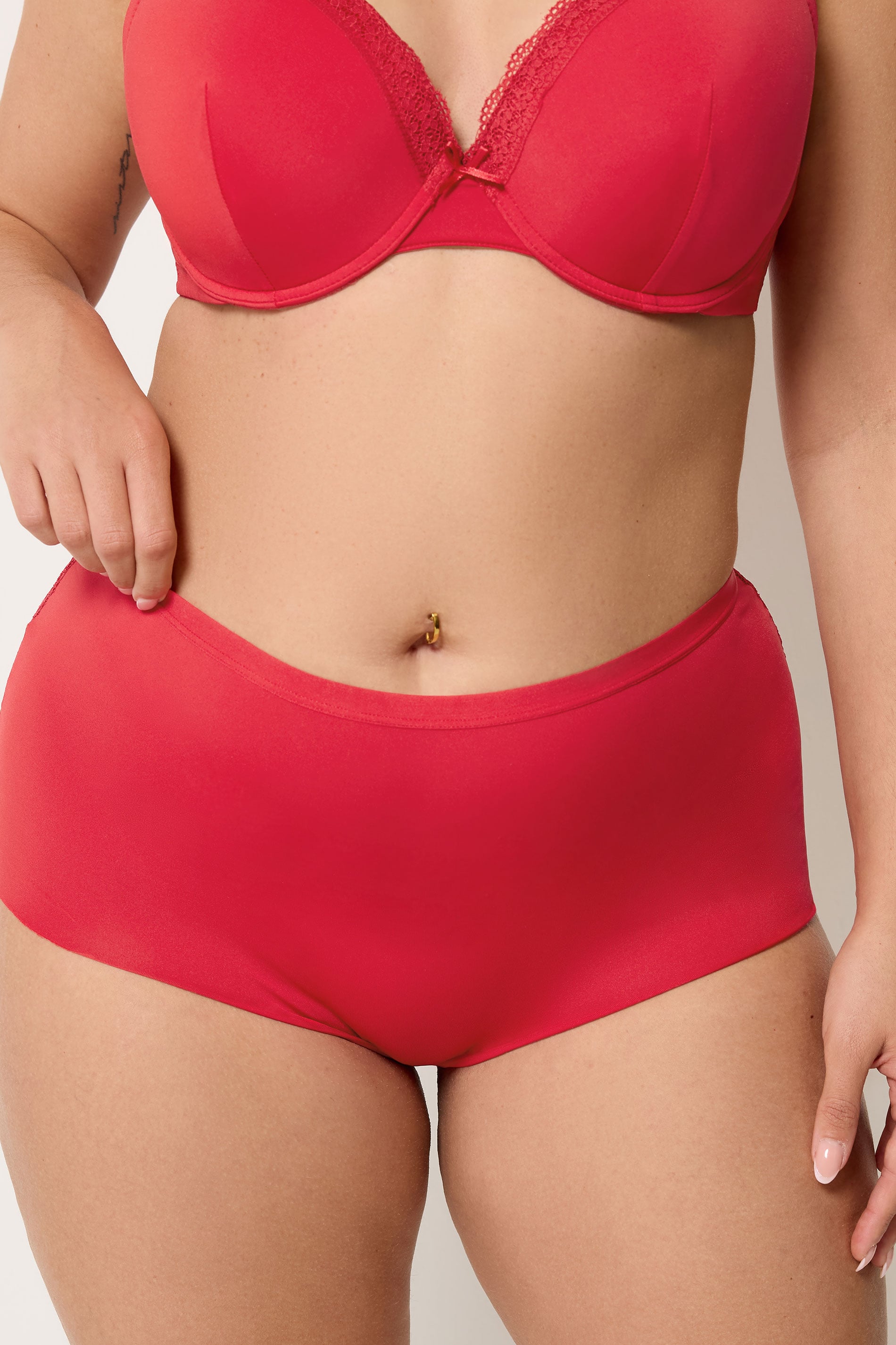 YOURSET 3 PACK Plus Size Red Lace Back High Waisted Knickers | Yours Curve 2