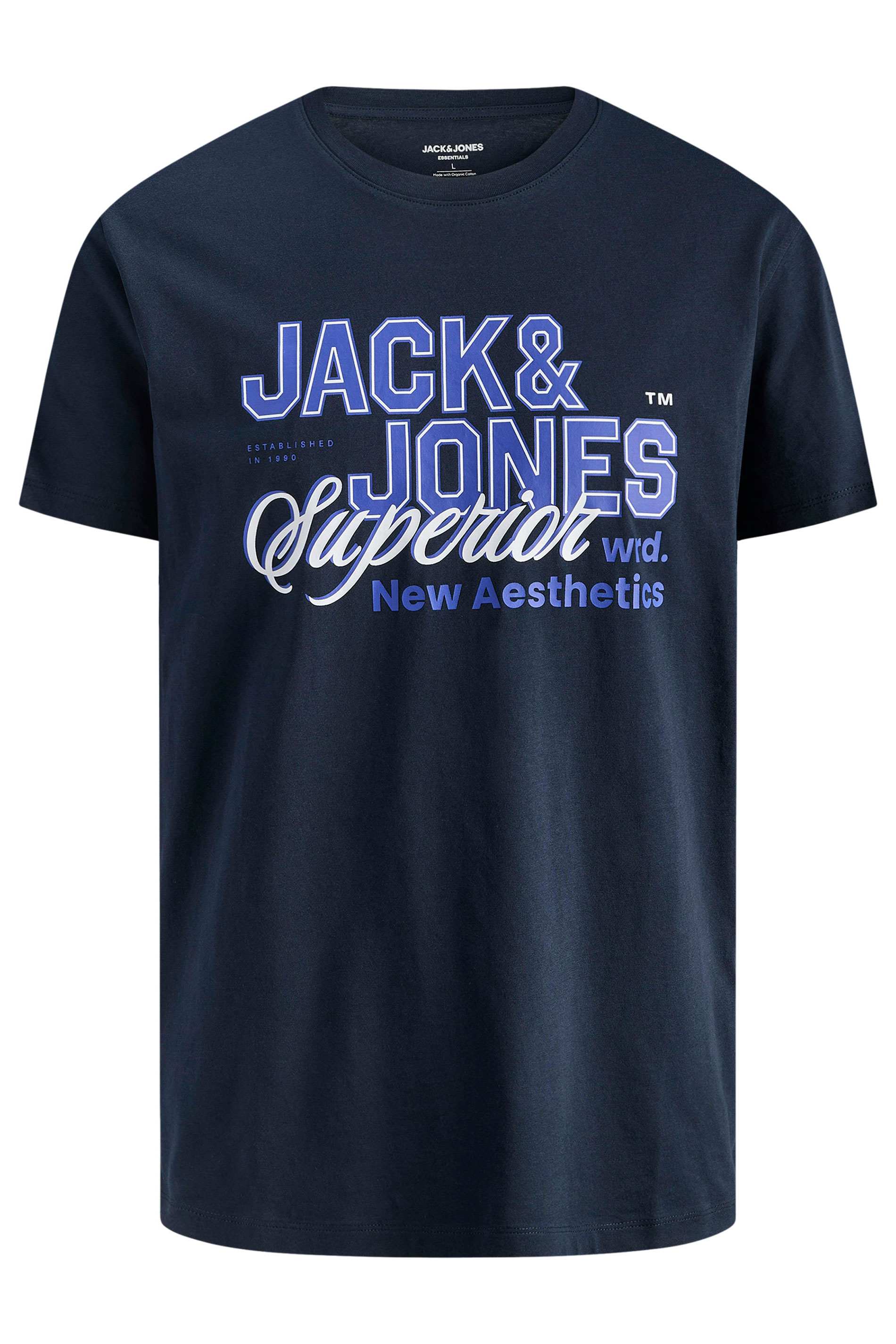 JACK & JONES Big & Tall Navy Blue Graphic T-Shirt | BadRhino 2