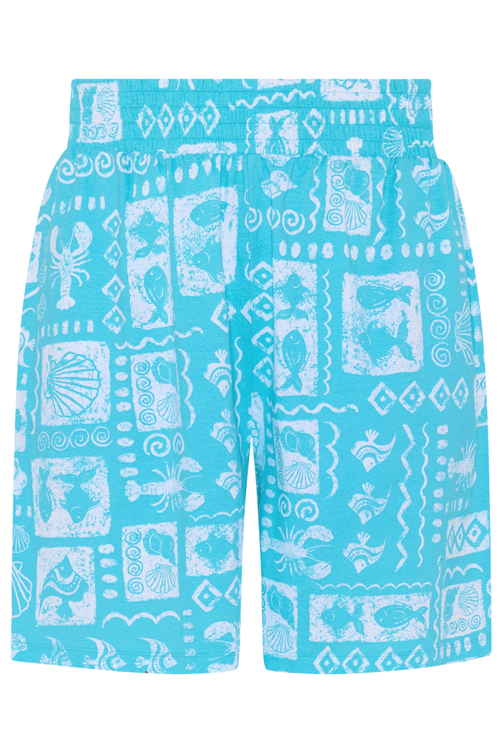YOURS Plus Size Blue Mixed Shell Shirred Shorts | Yours Clothing 6