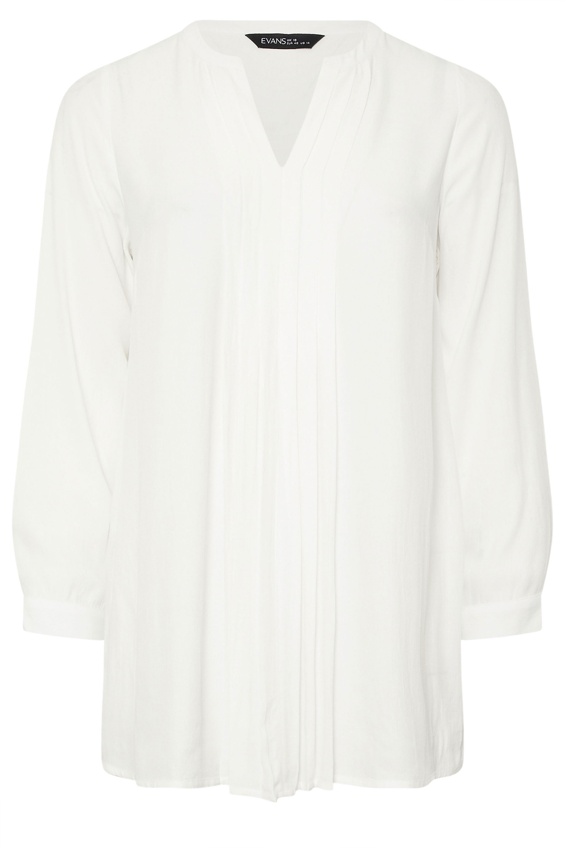 EVANS Plus Size Ivory Pleat Front Blouse | Evans 8