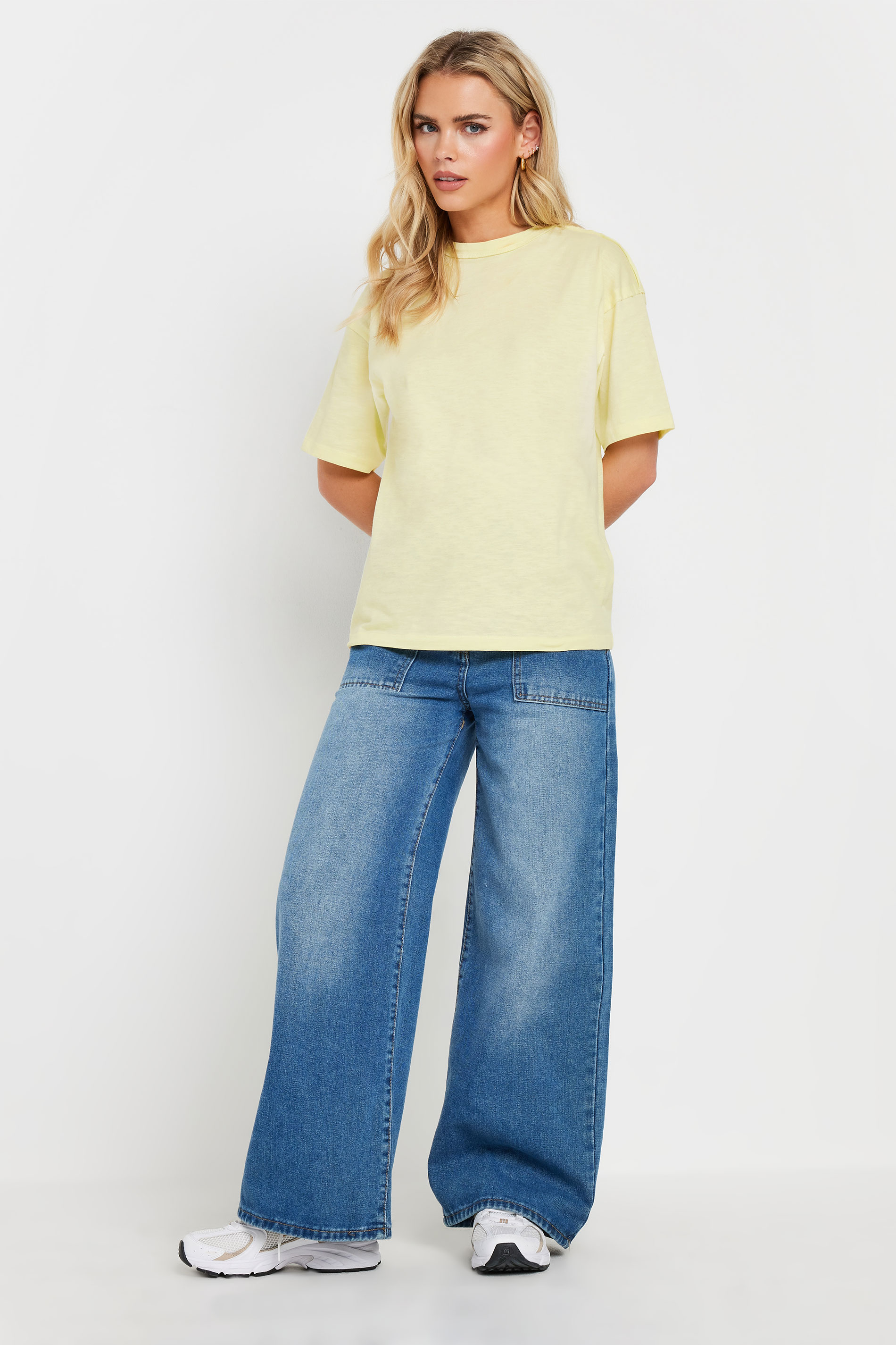 PixieGirl Petite Women's 2 PACK Grey & Yellow Seam Detail Cotton T-Shirt | PixieGirl 2