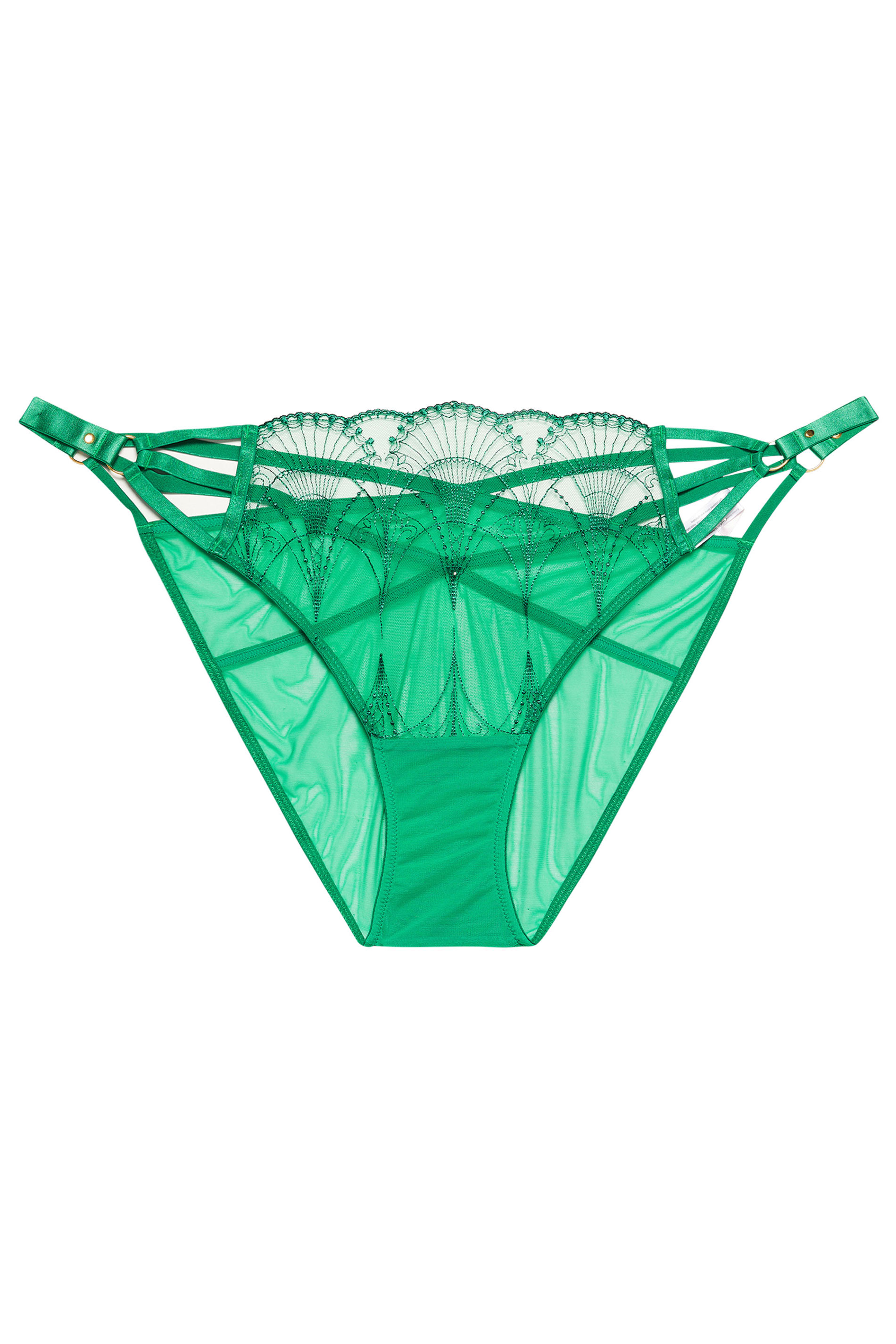 PLAYFUL PROMISES Plus Size Green Strappy Embroidered Briefs | Yours Clothing 4