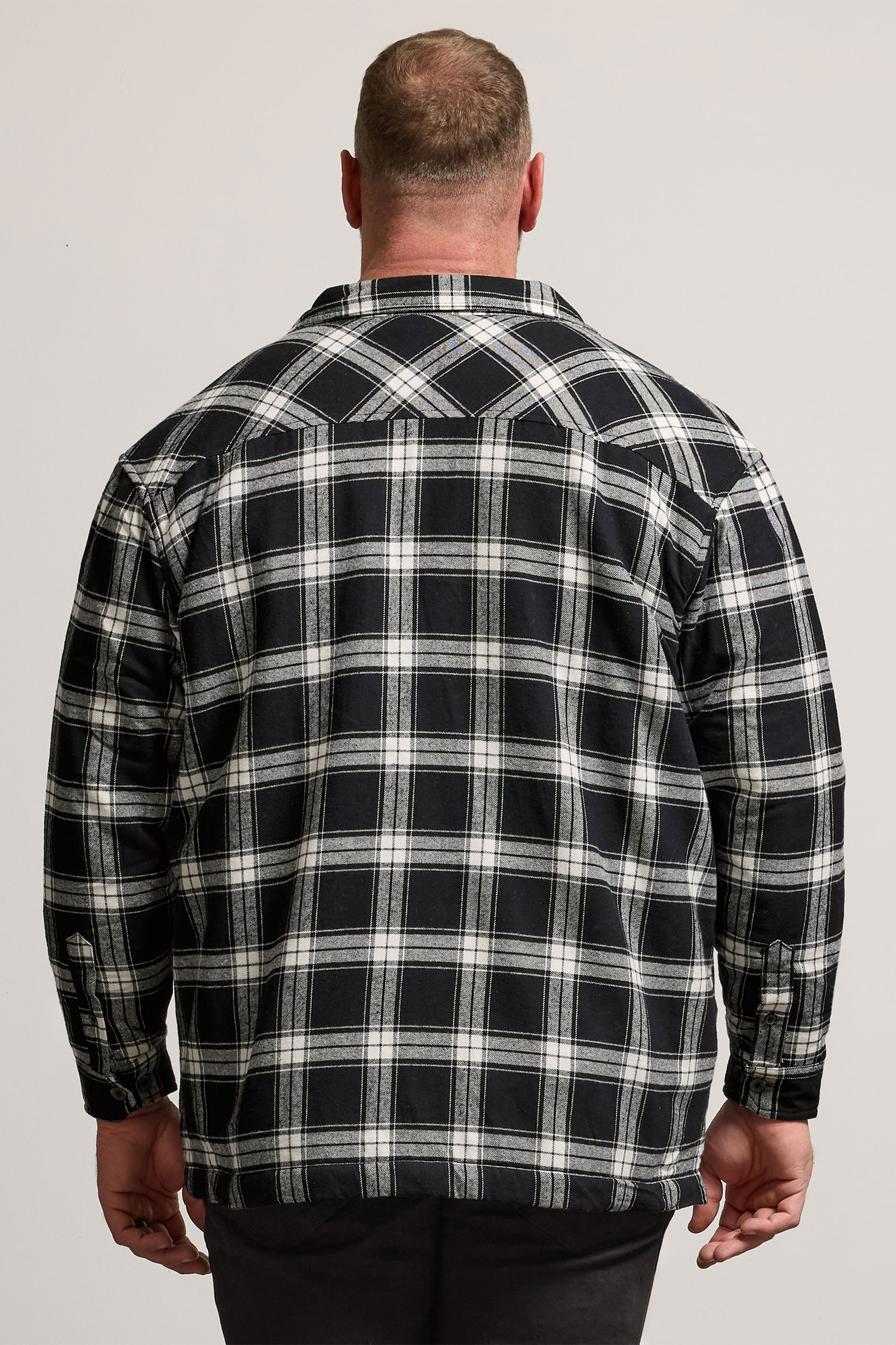 BadRhino Big & Tall Black Checked Borg Shacket | BadRhino 2