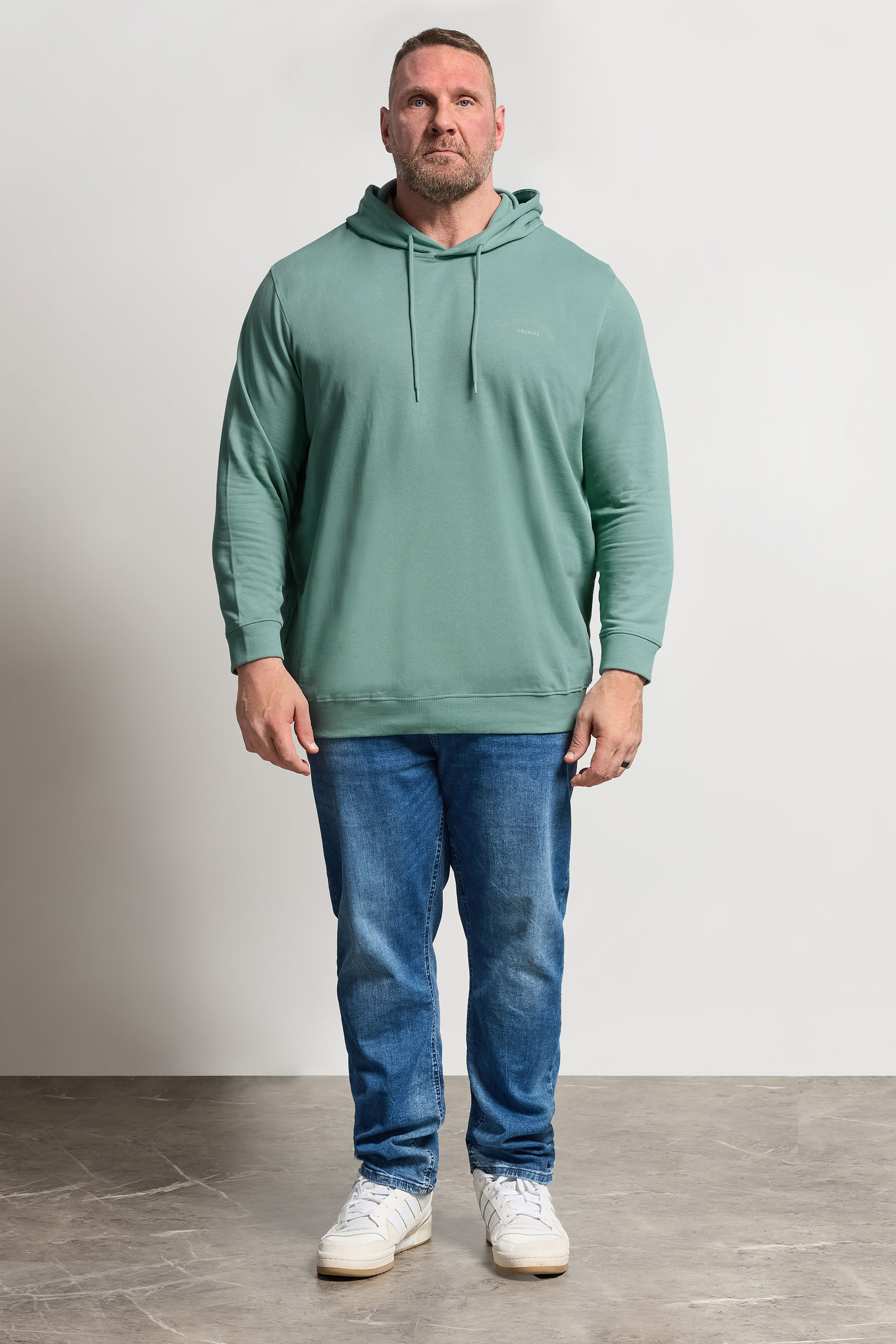 JACK & JONES Big & Tall Blue Printed Logo Hoodie  | BadRhino 1