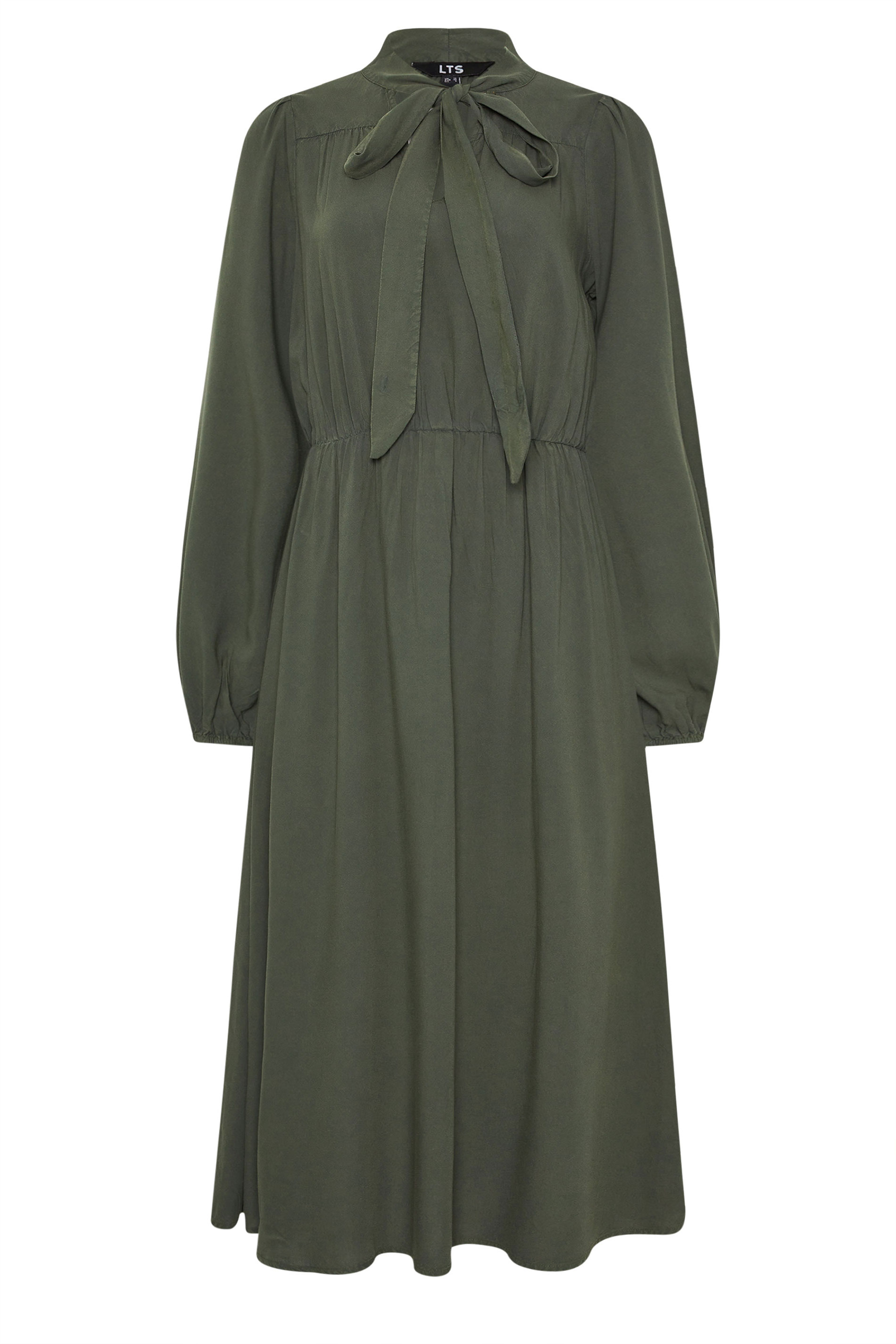 LTS Tall Green Acid Wash Tie Neck Midi Dress | Long Tall Sally 5