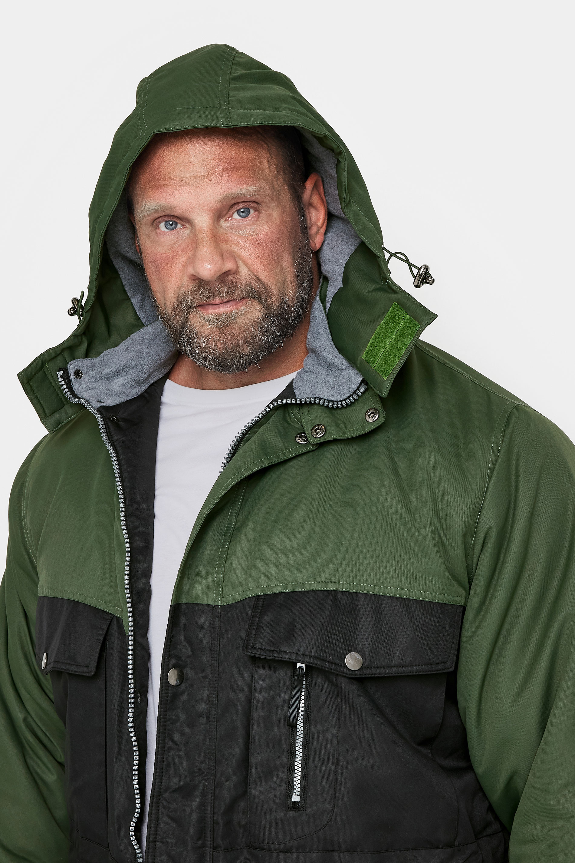 BadRhino Big & Tall Green & Black Fleece Lined Hooded Coat | BadRhino 1