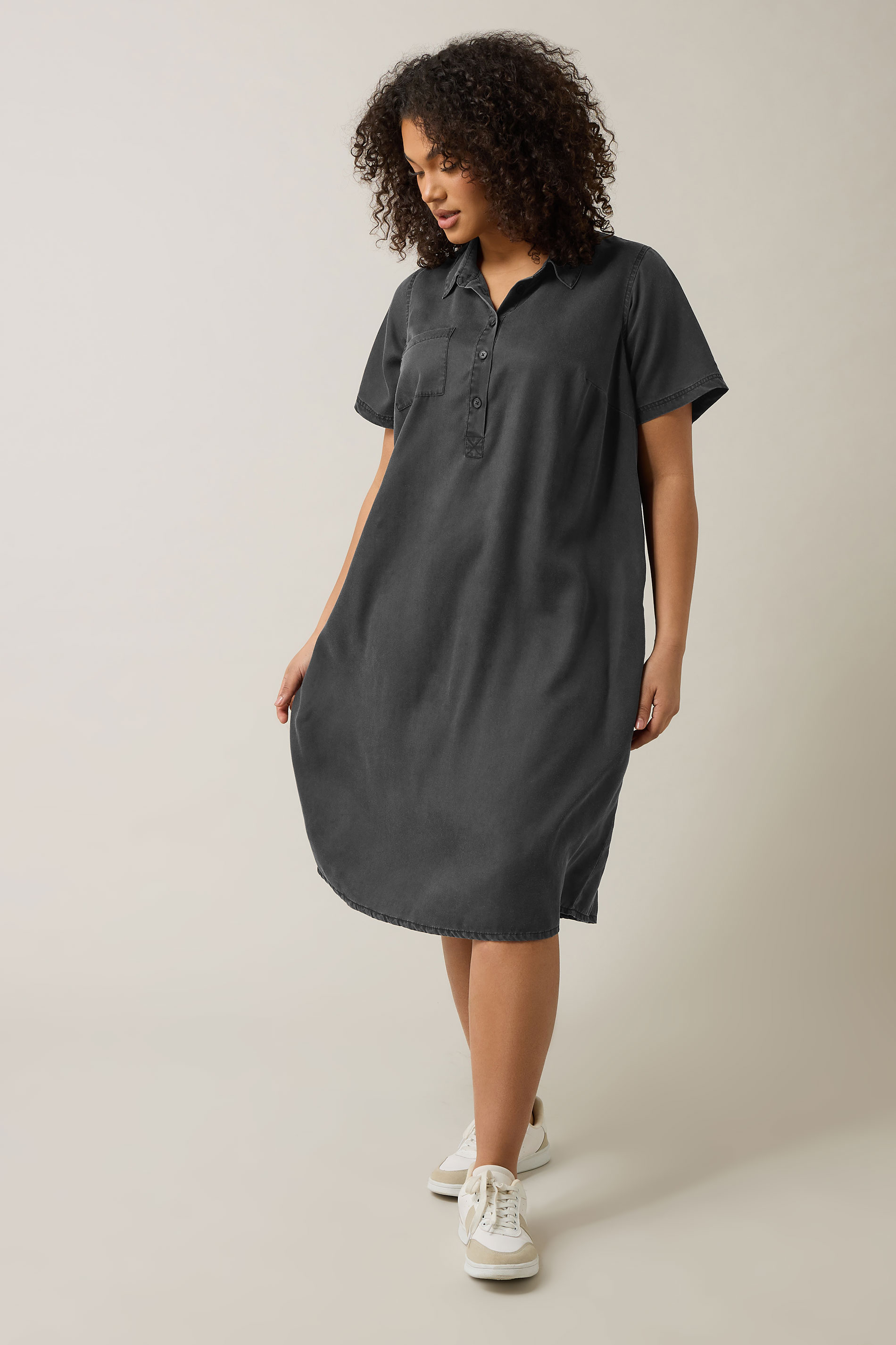 EVANS Plus Size Black Lyocell Denim Dress | Evans  1