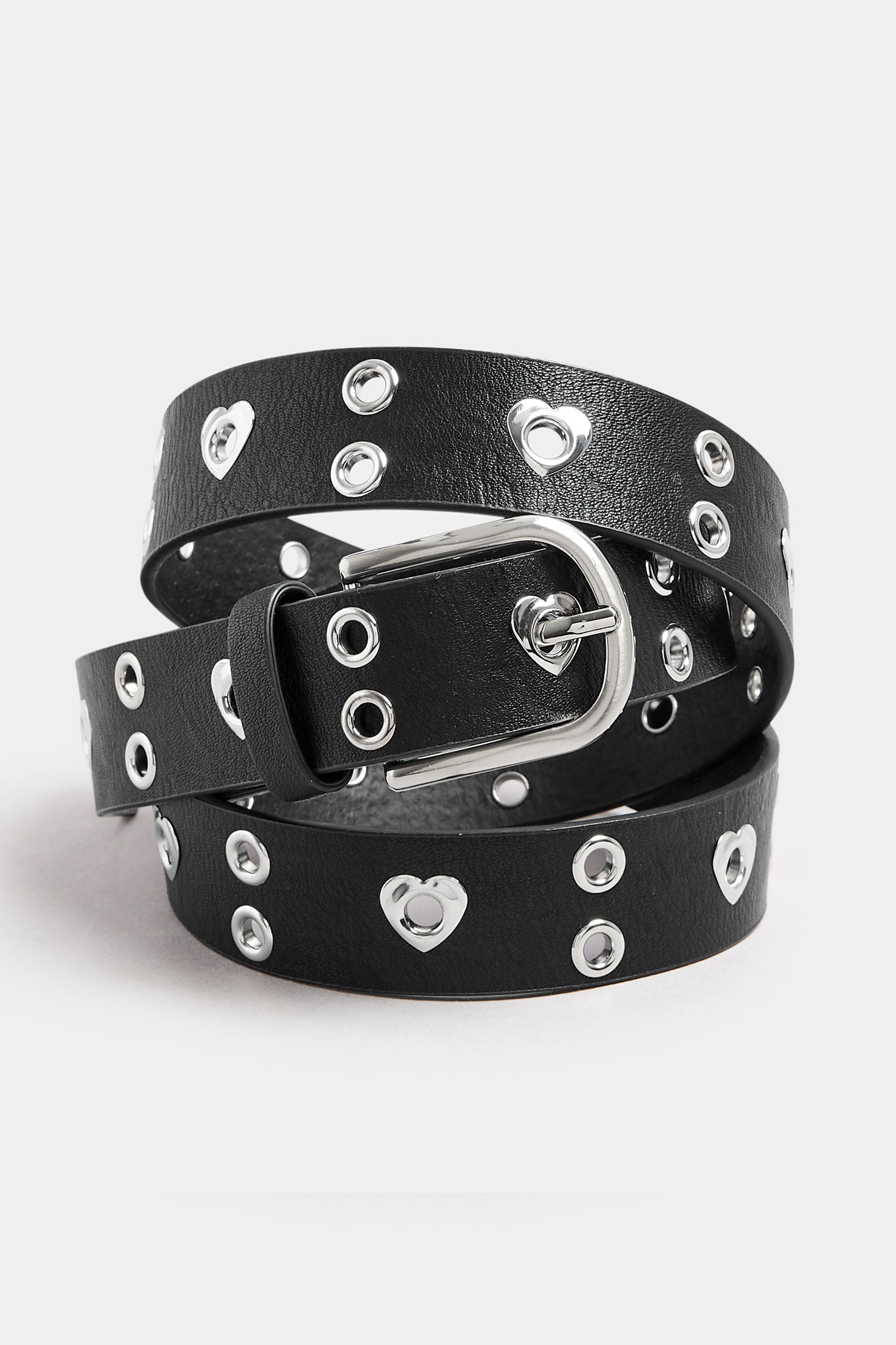 Black Eyelet Heart Detail Belt | Yours Clothing 3