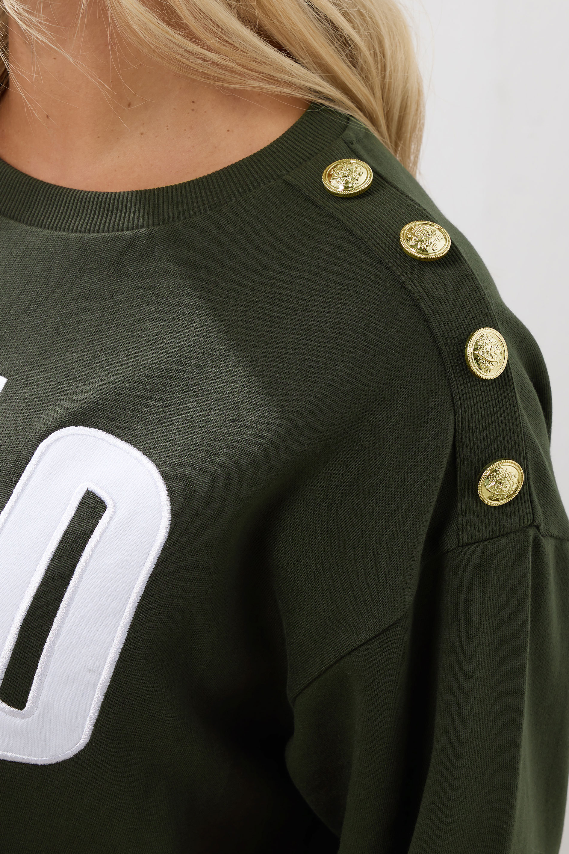 YOURS Plus Size Khaki Green 'Oslo' Slogan Sweatshirt | Yours Clothing 5