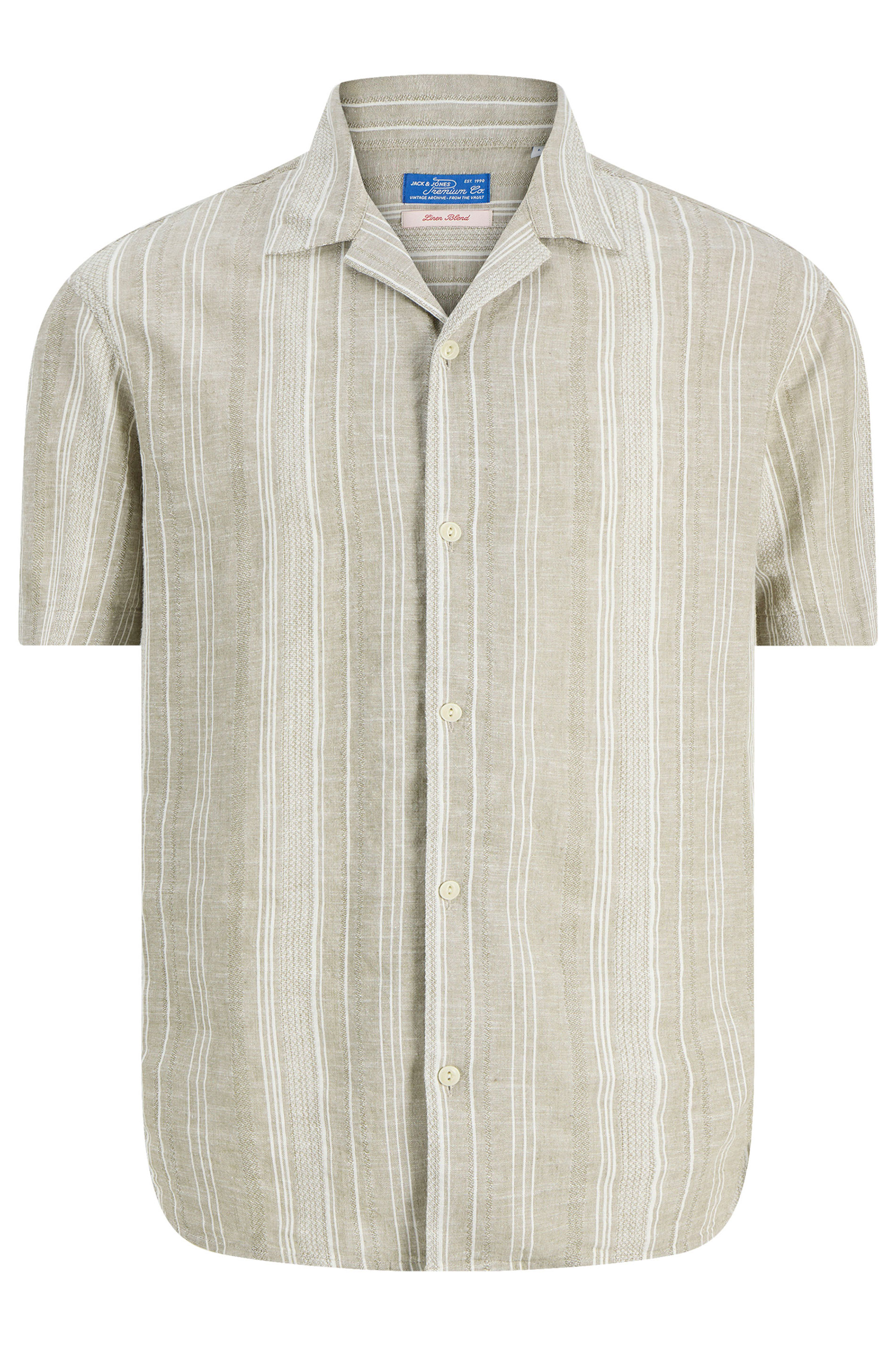 JACK & JONES Big & Tall Green Linen Blend Resort Shirt | BadRhino 2