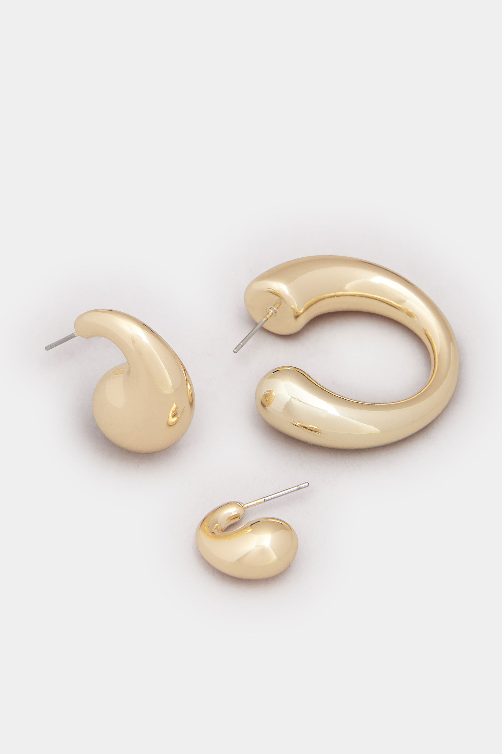 YOURSET 3 PACK Gold Tone Teardrop Hoop Earring Set | Yours Clothing 4