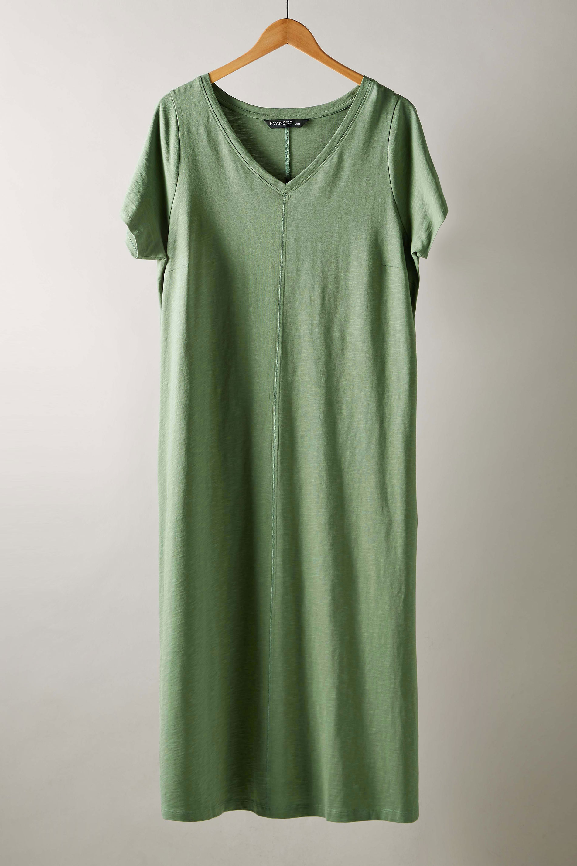EVANS Plus Size Avocado Green Premium Cotton Dress | Evans 5