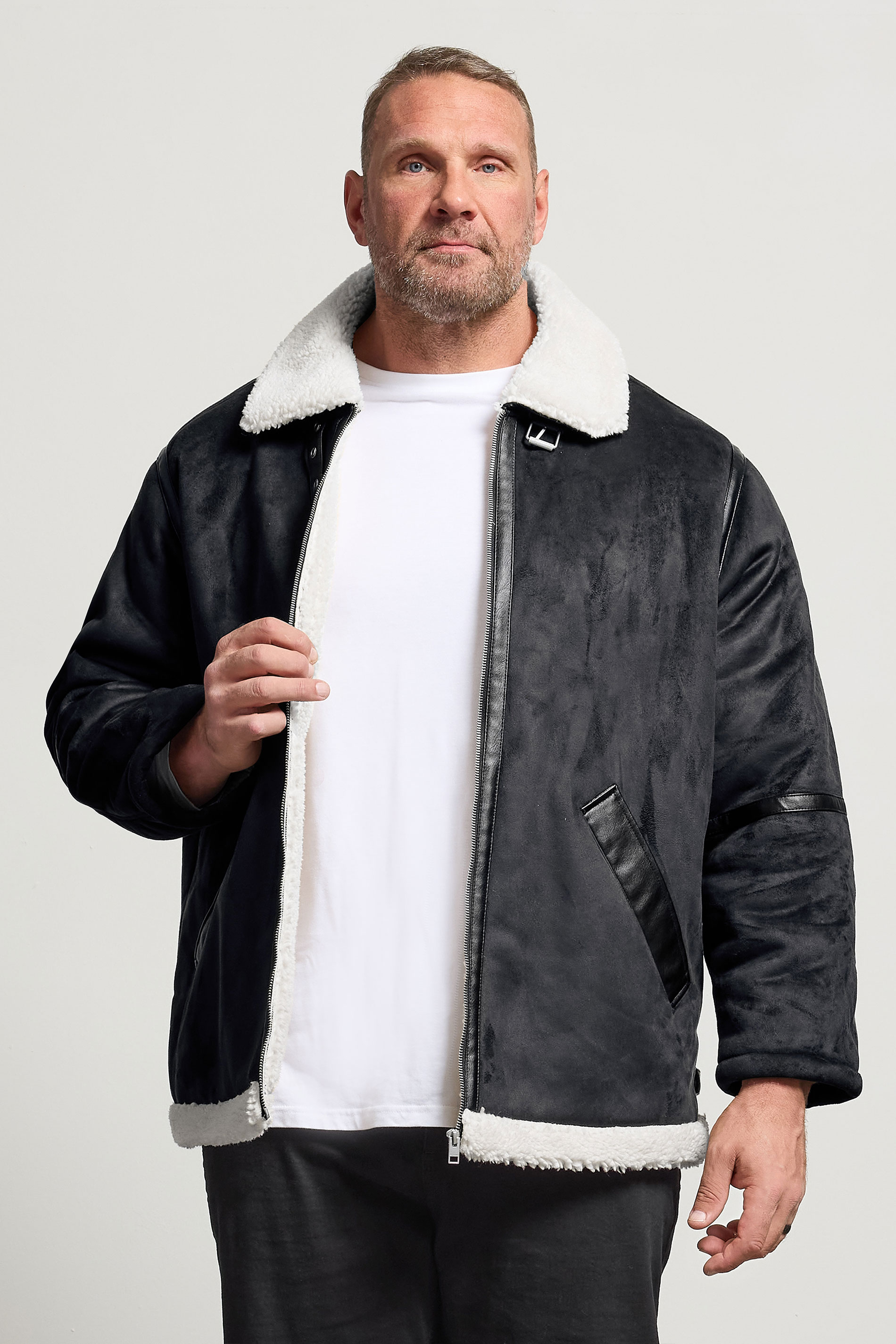 JACK & JONES Big & Tall Black Aviator Jacket | BadRhino 3