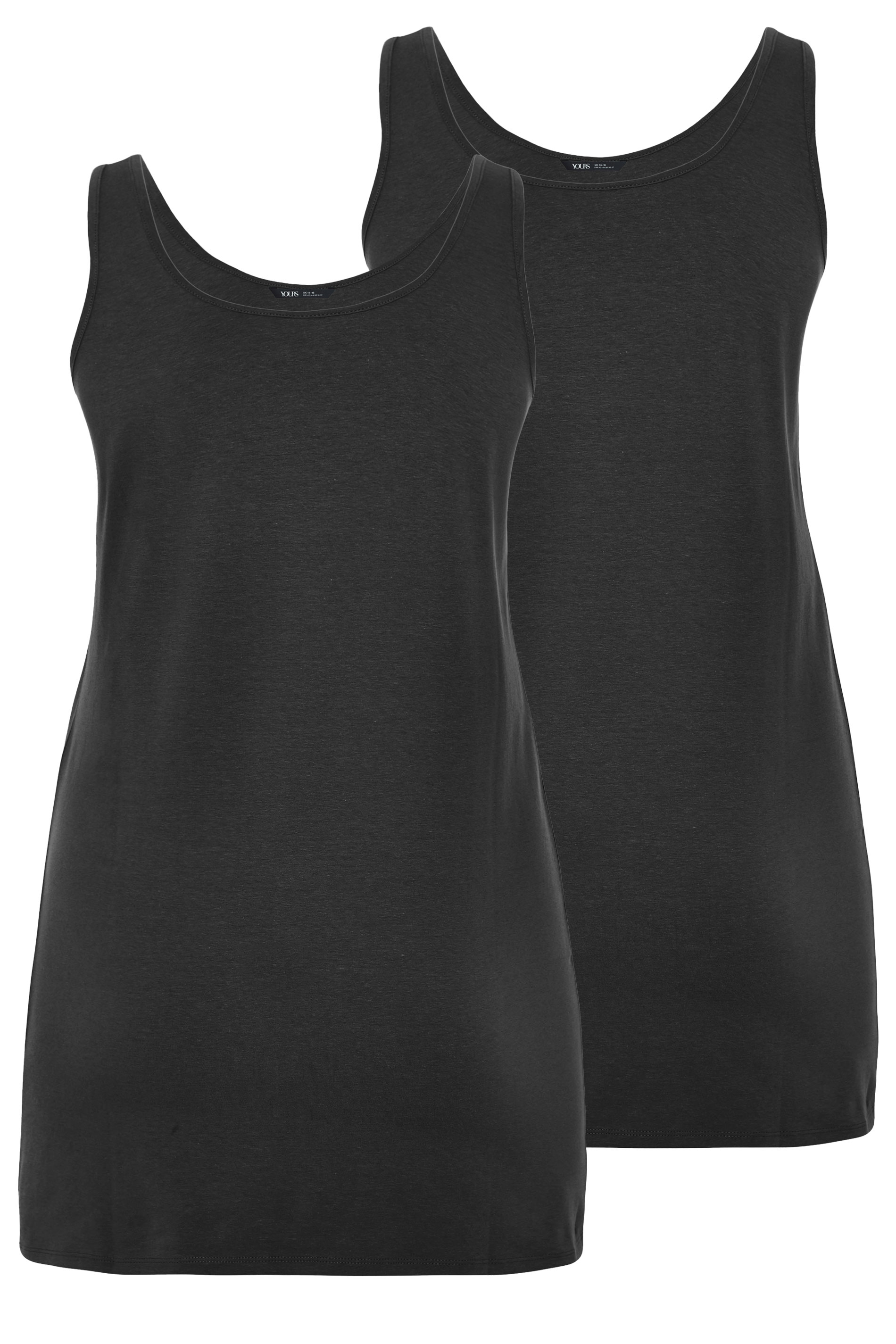 YOURS Plus Size 2 PACK Black Longline Vest Tops | Yours Clothing 3