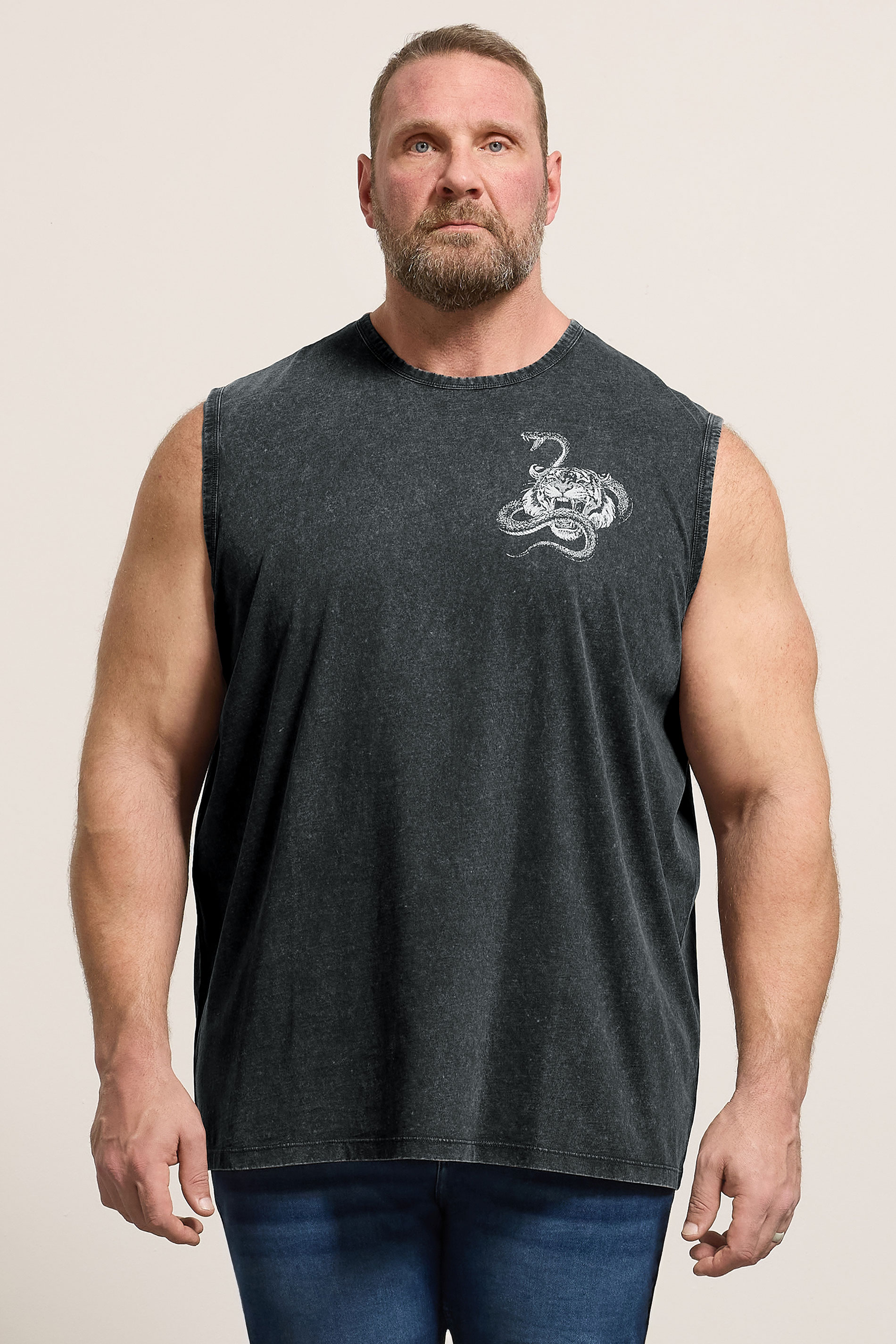 BadRhino Big & Tall Black Acid Wash Graphic Vest | BadRhino 3