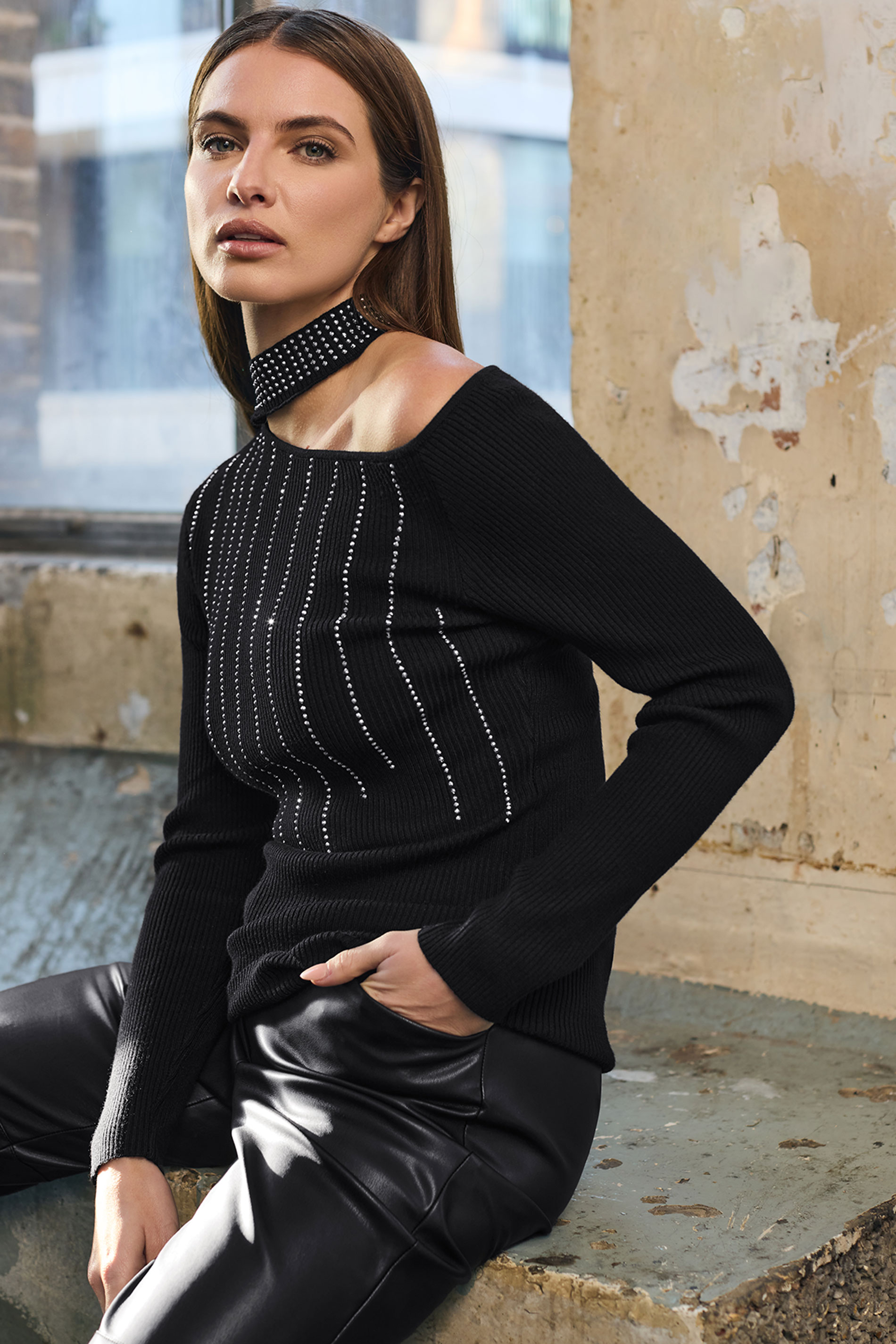 STAR Black Embellished Asymmetric Jumper | STAR x JM 3