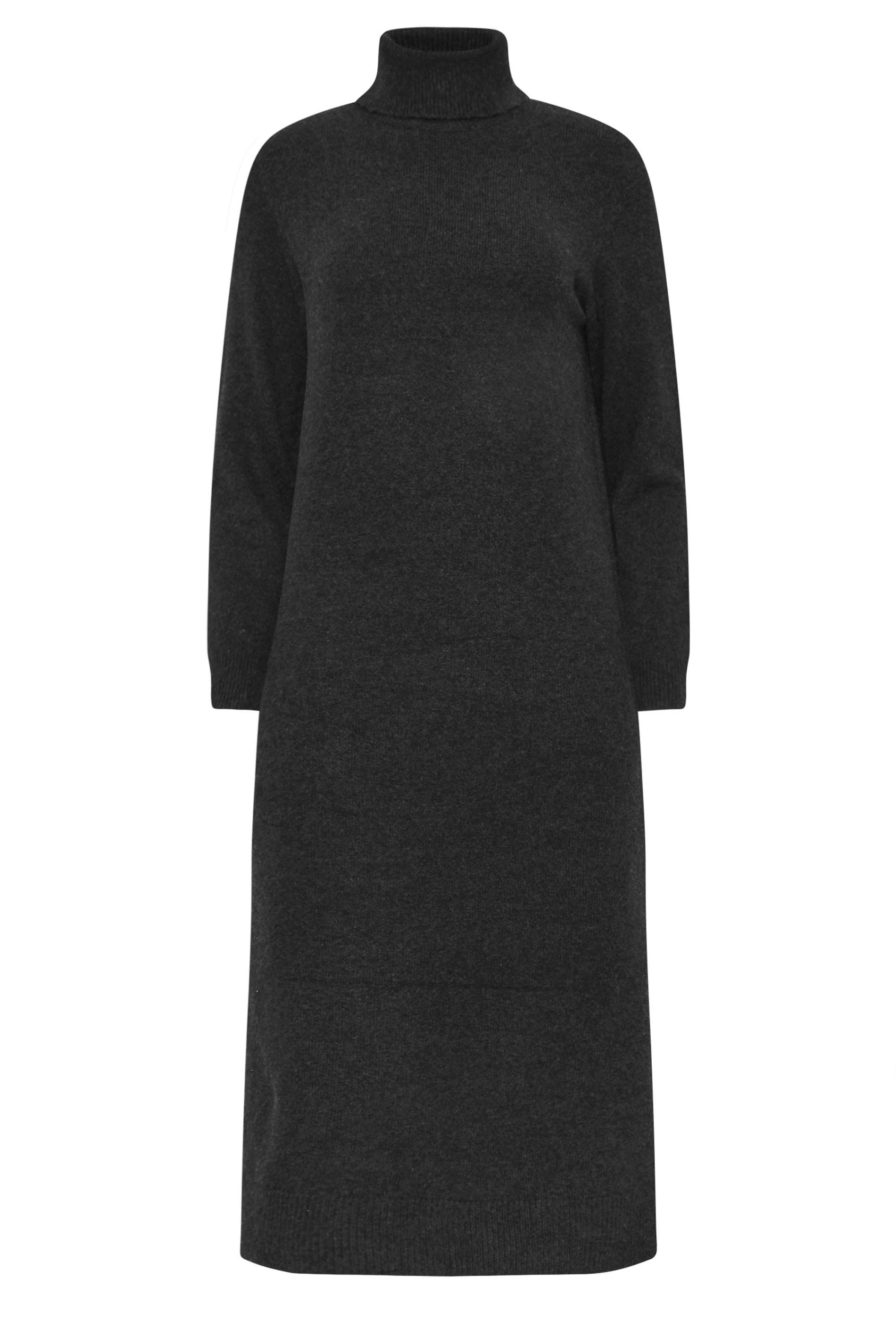 PixieGirl Petite Women's Black Knitted Roll Neck Jumper Dress | PixieGirl 6