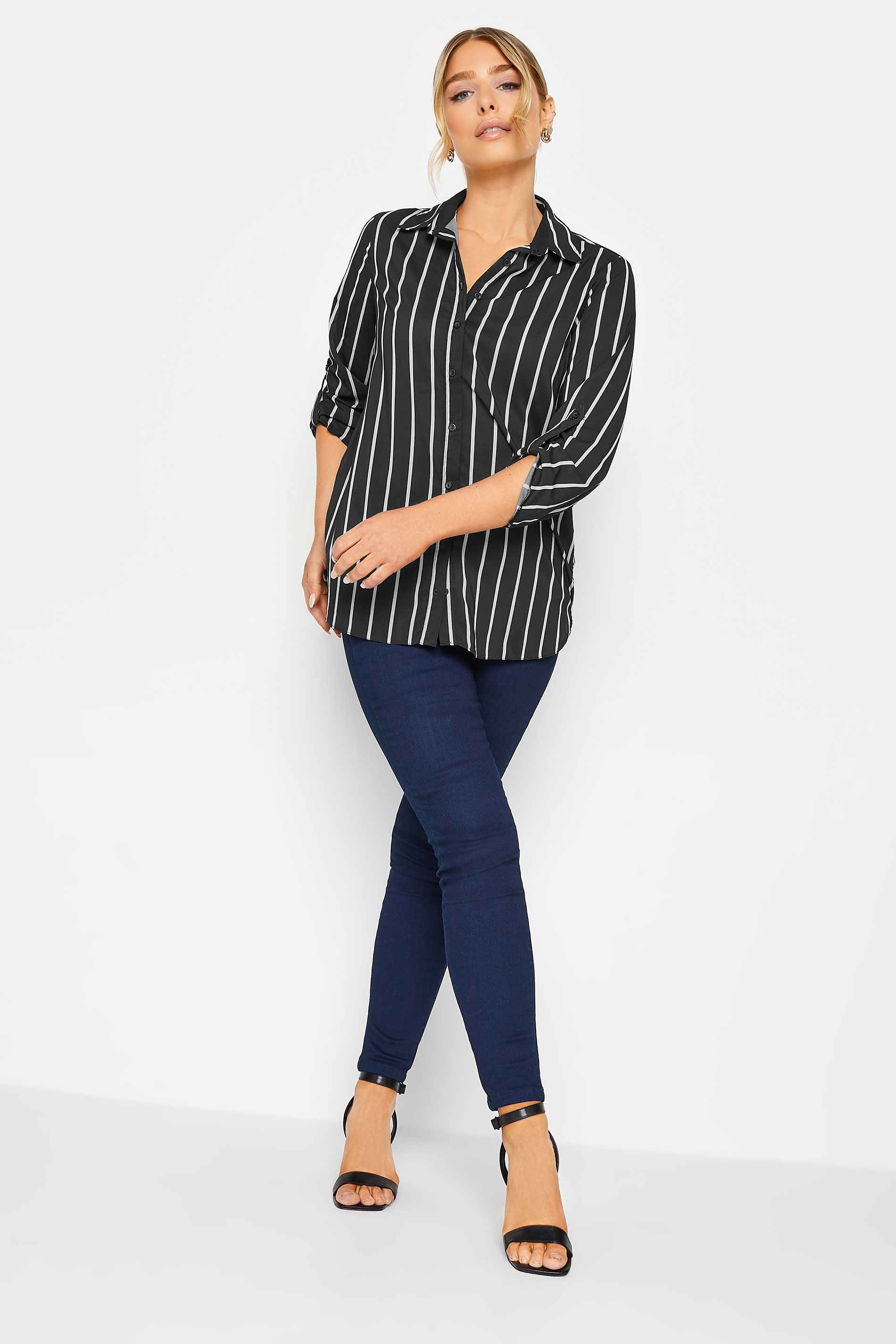 M&Co Black Stripe Long Sleeve Shirt | M&Co 2