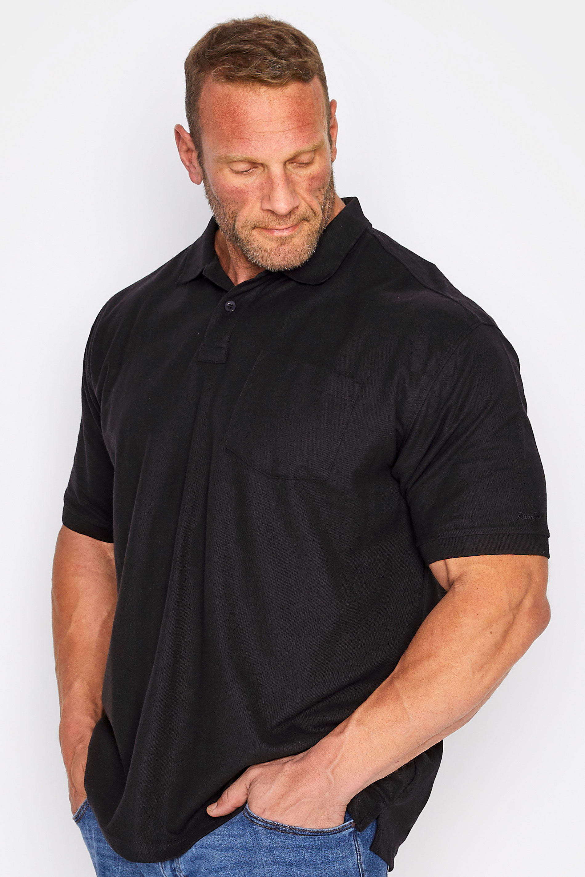 KAM Black Pocket Polo Shirt | BadRhino  2