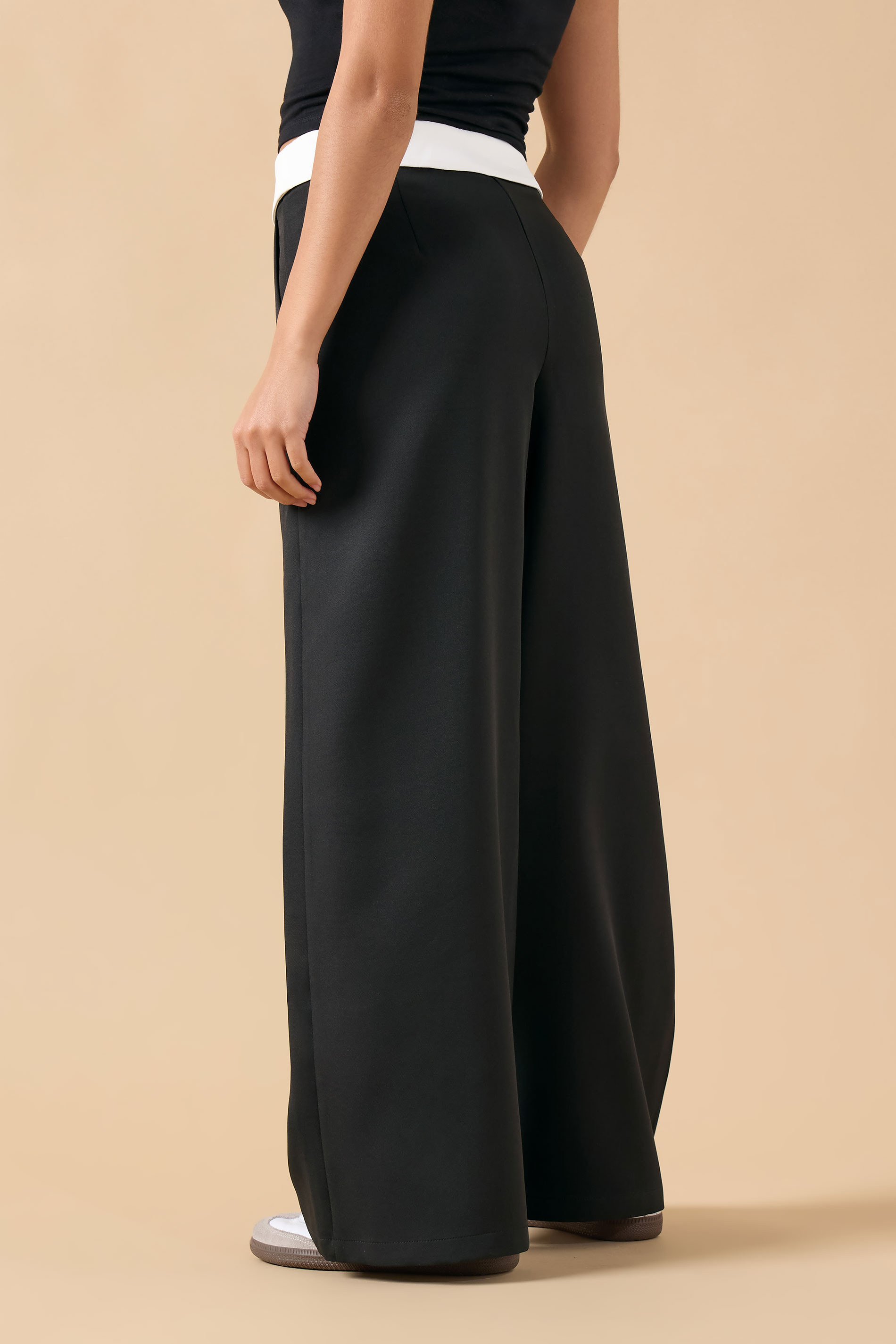 PixieGirl Petite Women's Black Fold Over Smart Trousers | PixieGirl 2