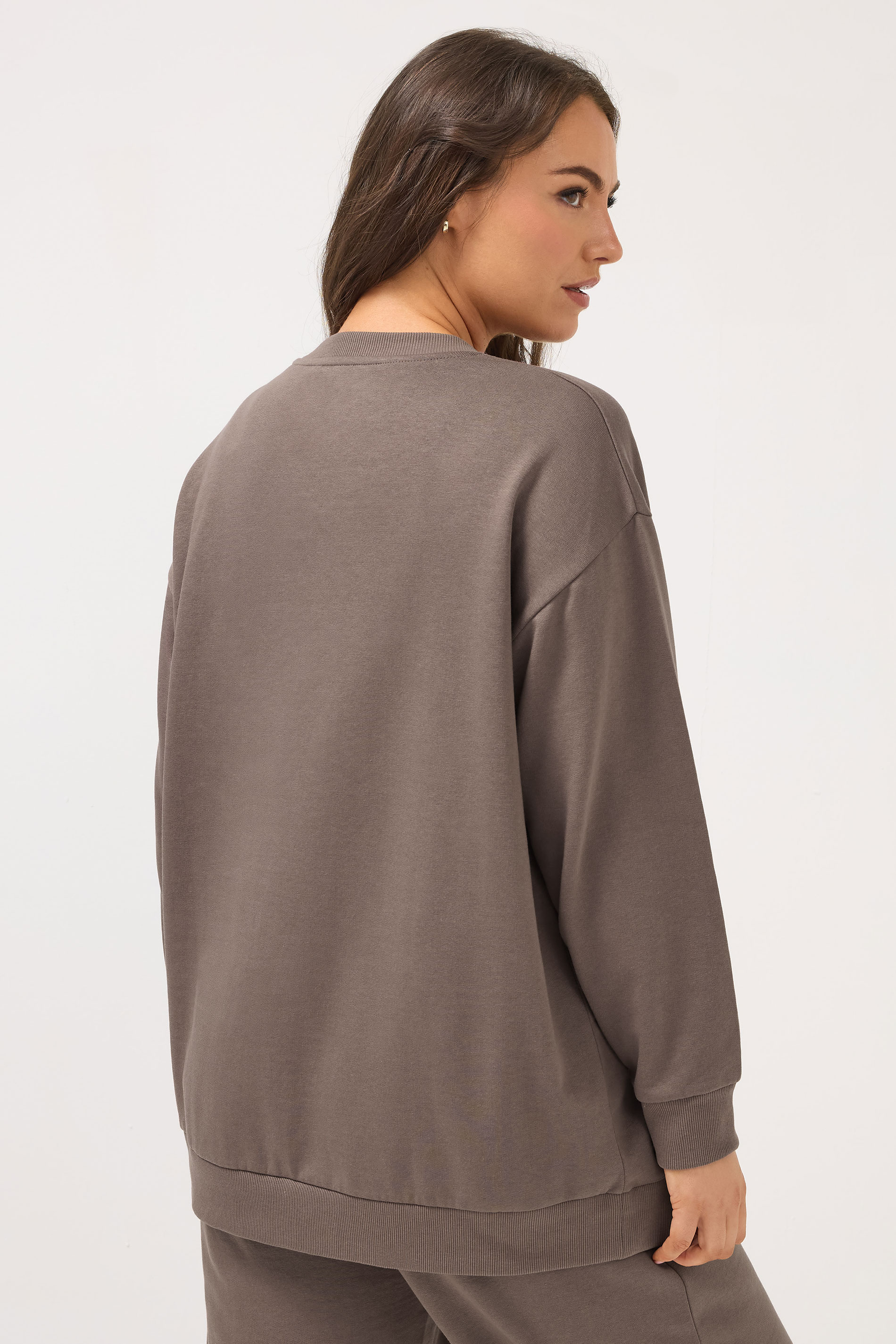 YOURS Plus Size Chocolate Brown Sweatshirt | Yours Clothing 4