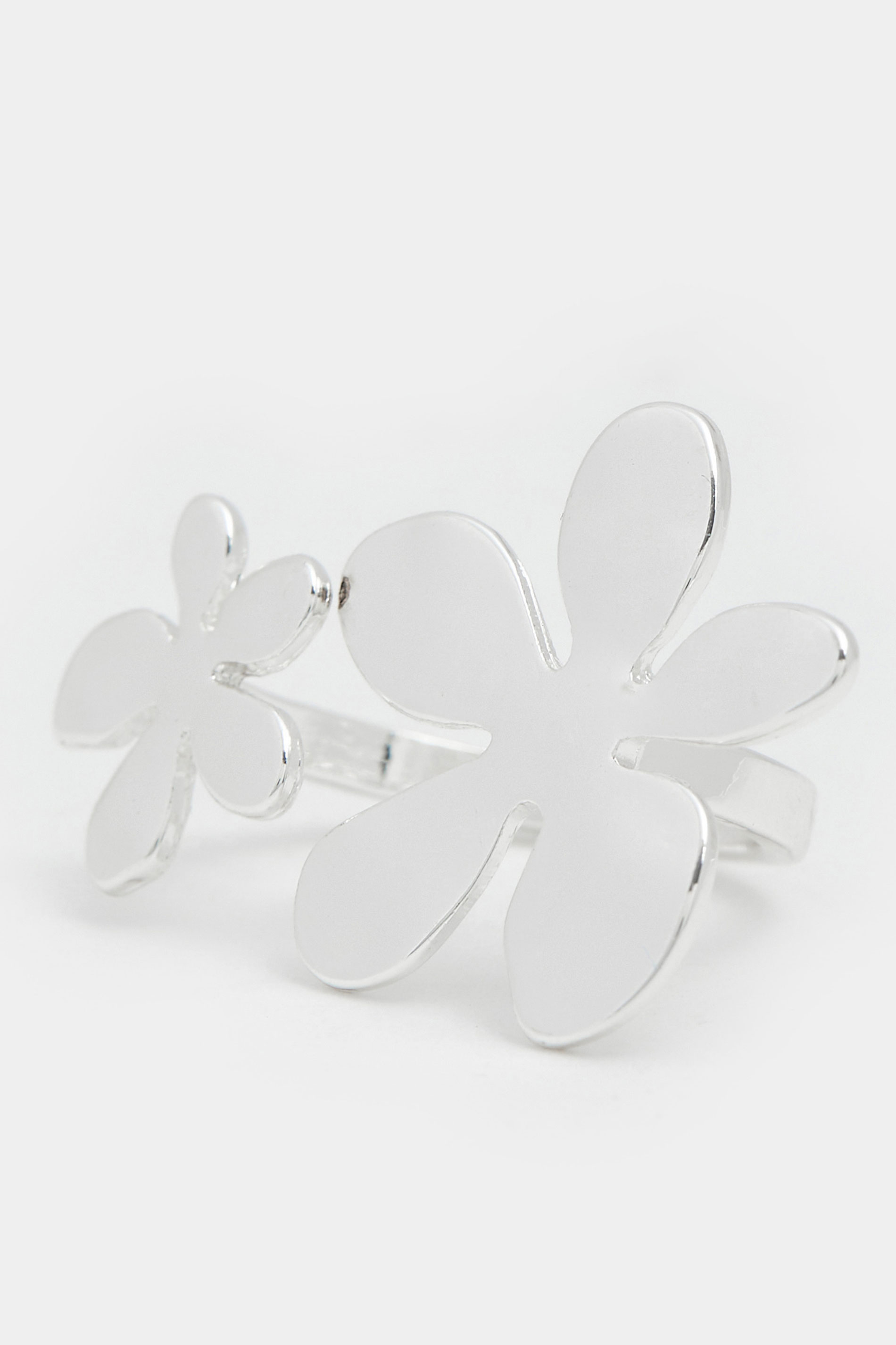 Silver Tone Adjustable Flower Ring | Yours Clothing 2