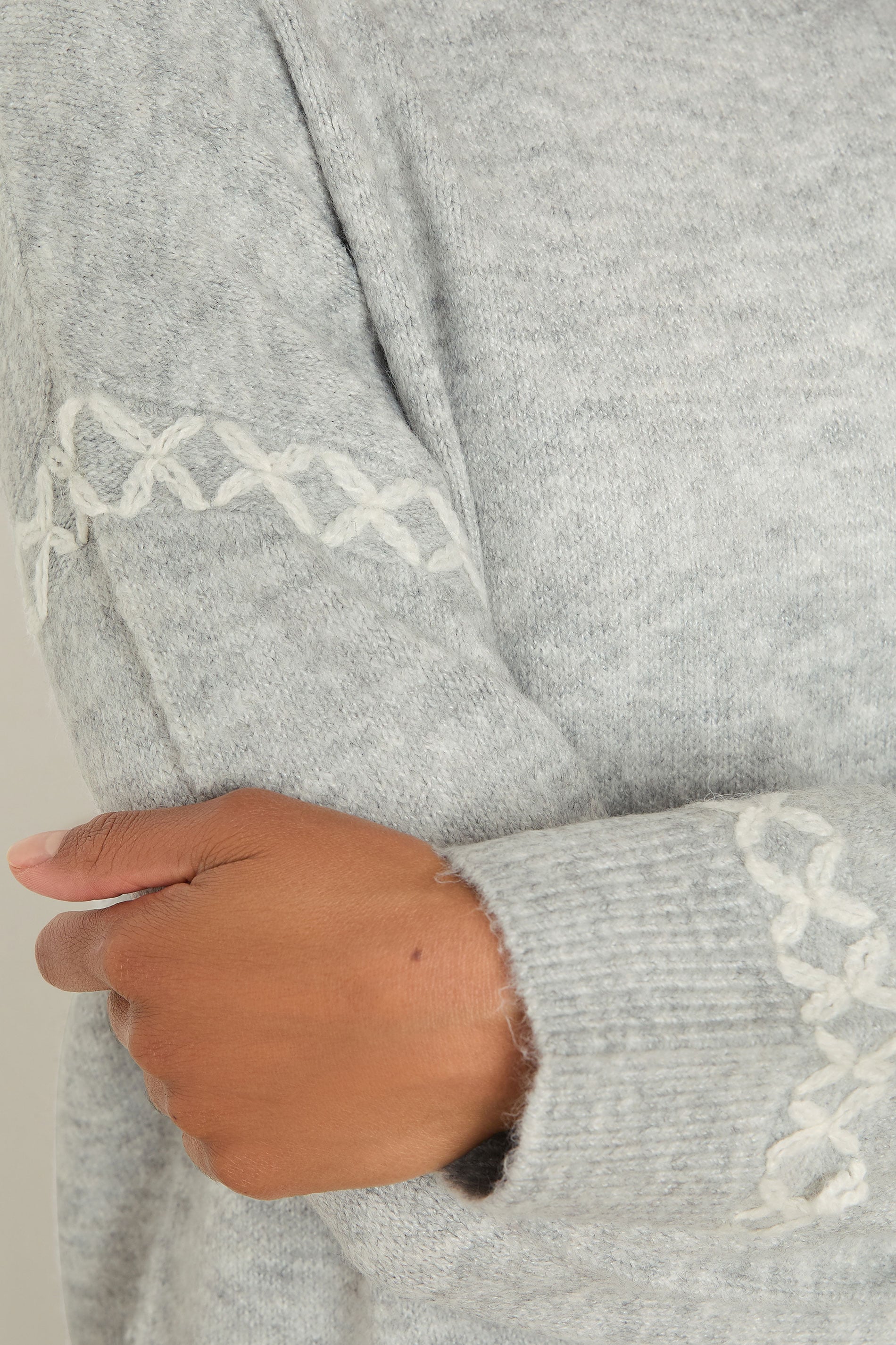 M&Co Grey Contrast Blanket Stitch Jumper | M&Co 5
