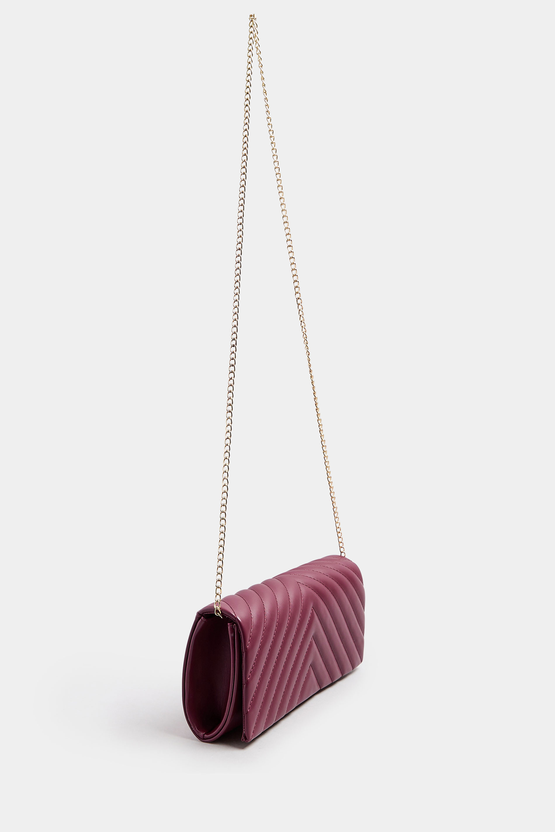 Burgundy Red Faux Leather Chevron Clutch Bag | Yours Clothing 4