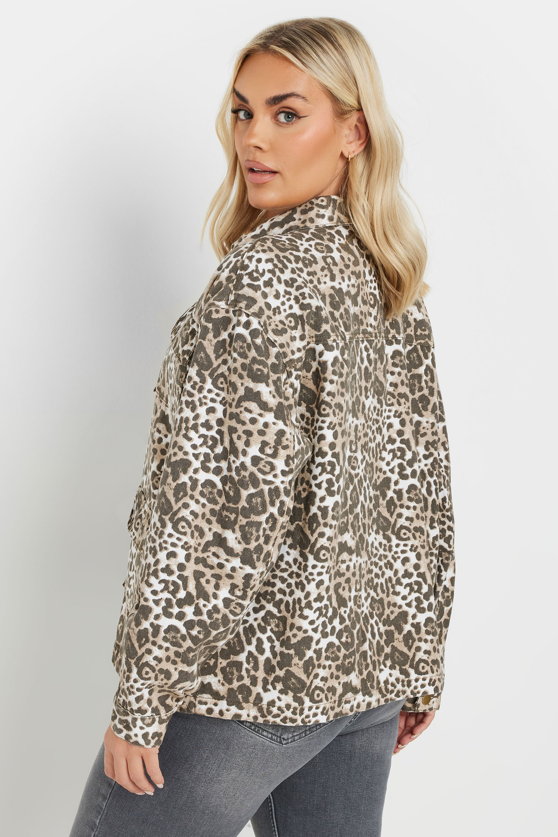 YOURS Plus Size Natural Brown Leopard Print Twill Jacket | Yours Clothing 4