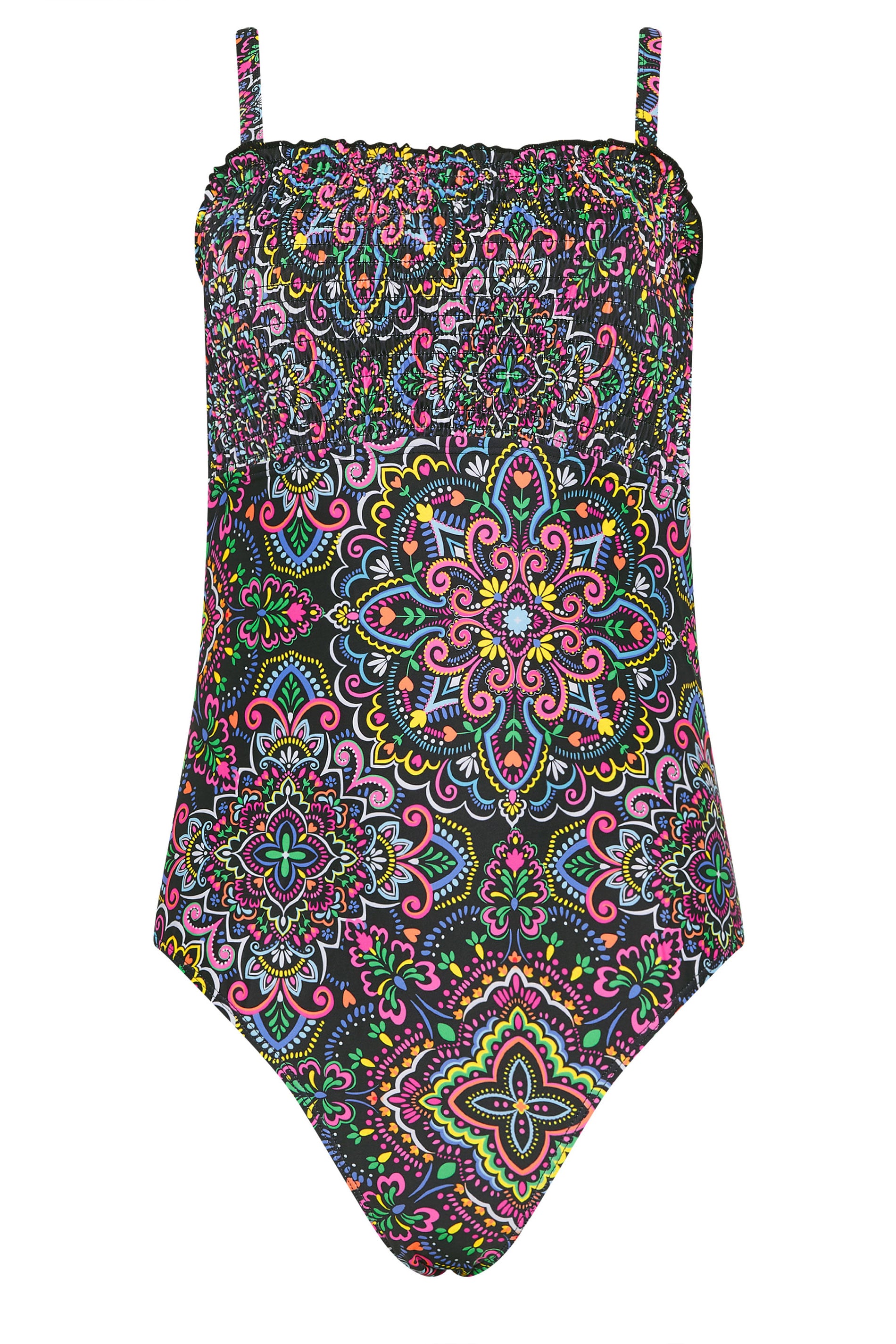 M&Co Black Tile Print Shirred Swimsuit | M&Co 9