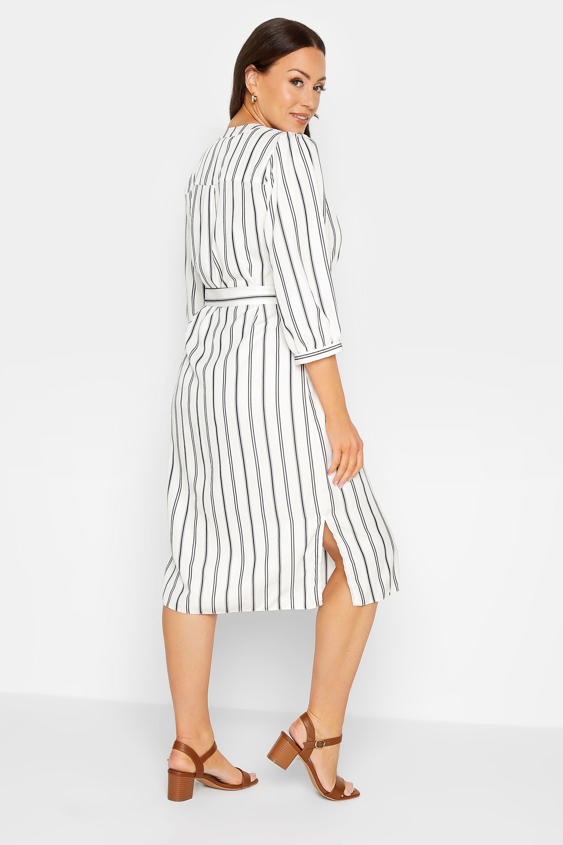 M&Co White Stripe Print Tie Waist Tunic Dress | M&Co 3