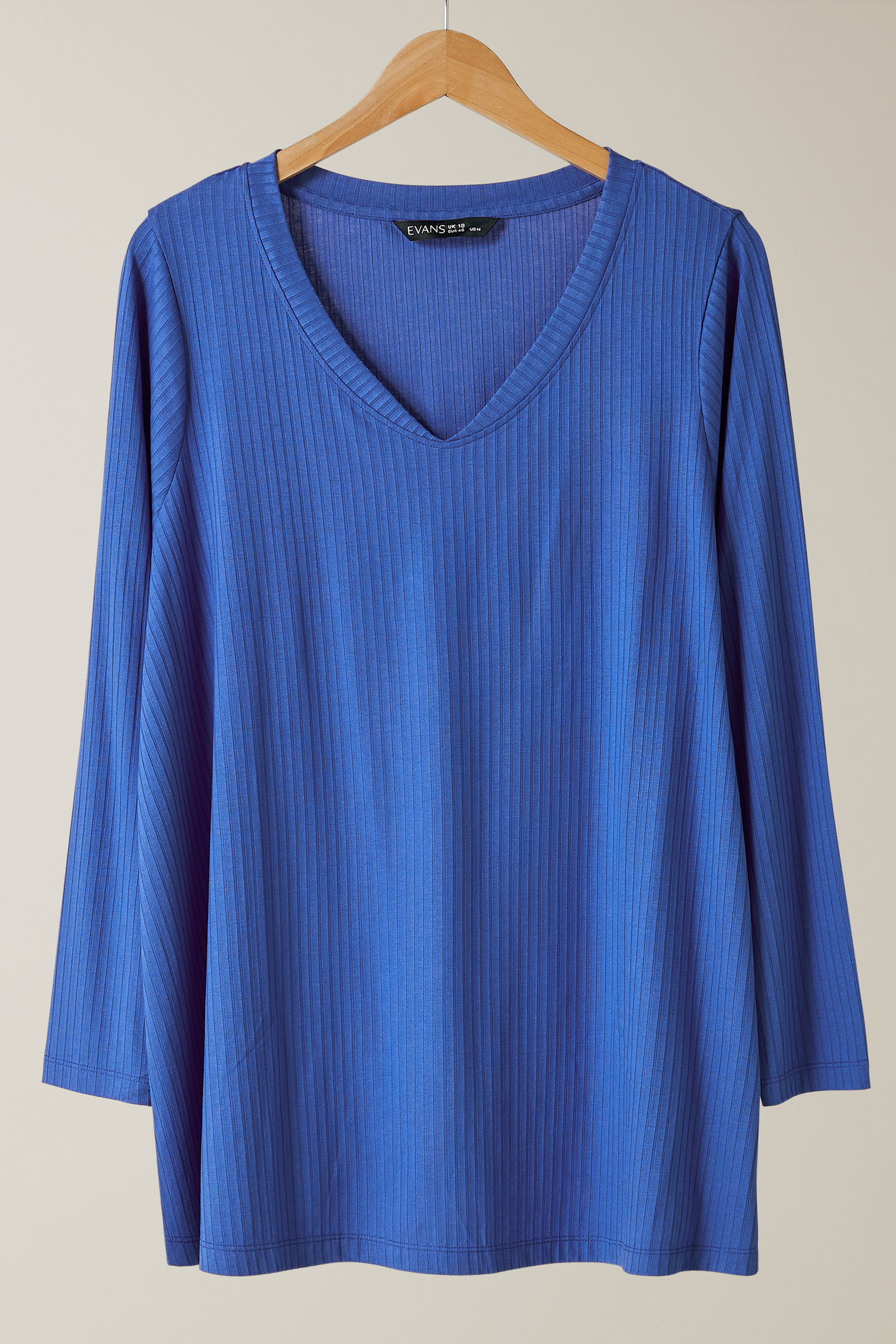 EVANS Plus Size Blue Premium Ribbed Modal Blend Swing Top | Evans 6