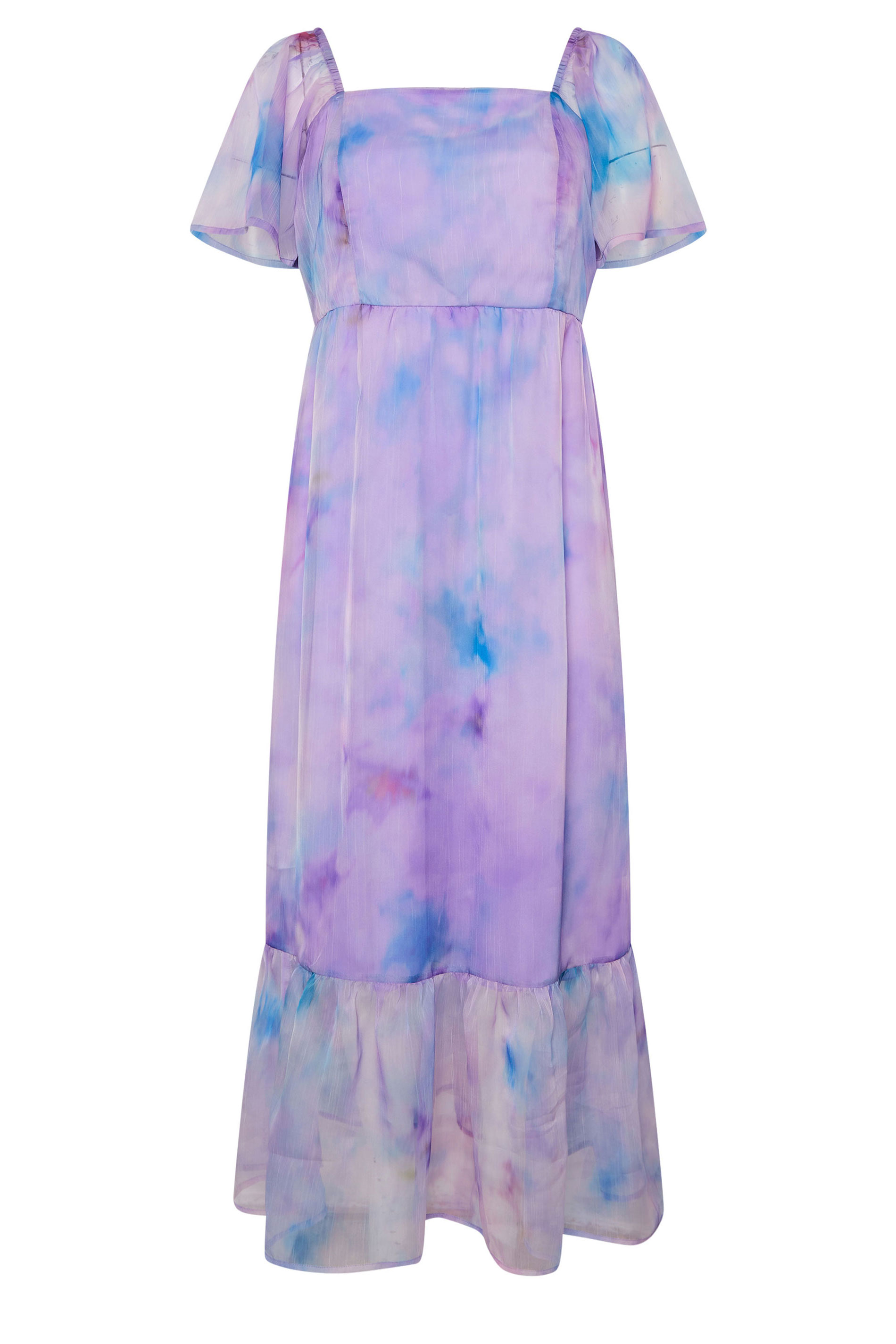 YOURS LONDON Plus Size Purple Abstract Organza Dress | Yours Clothing 6