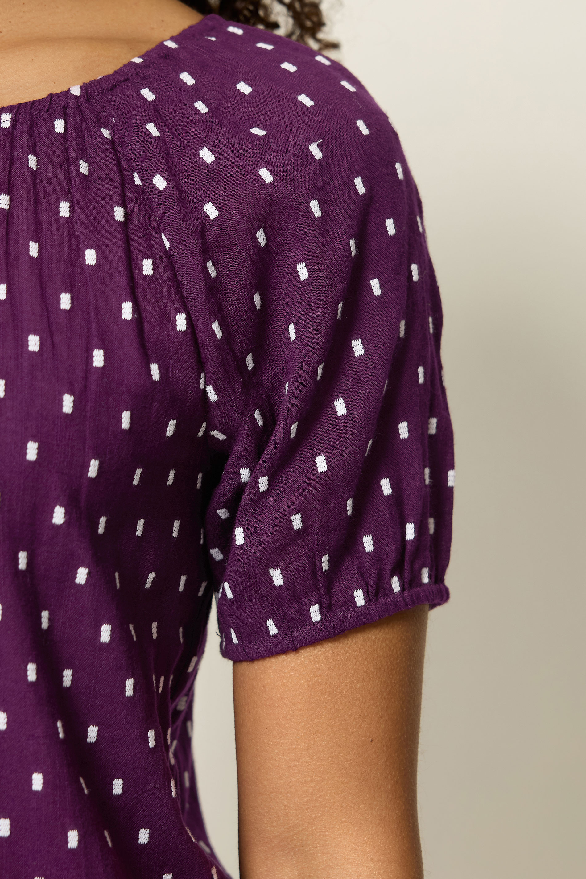 M&Co Berry Purple Dobby Short Sleeve Blouse | M&Co 5