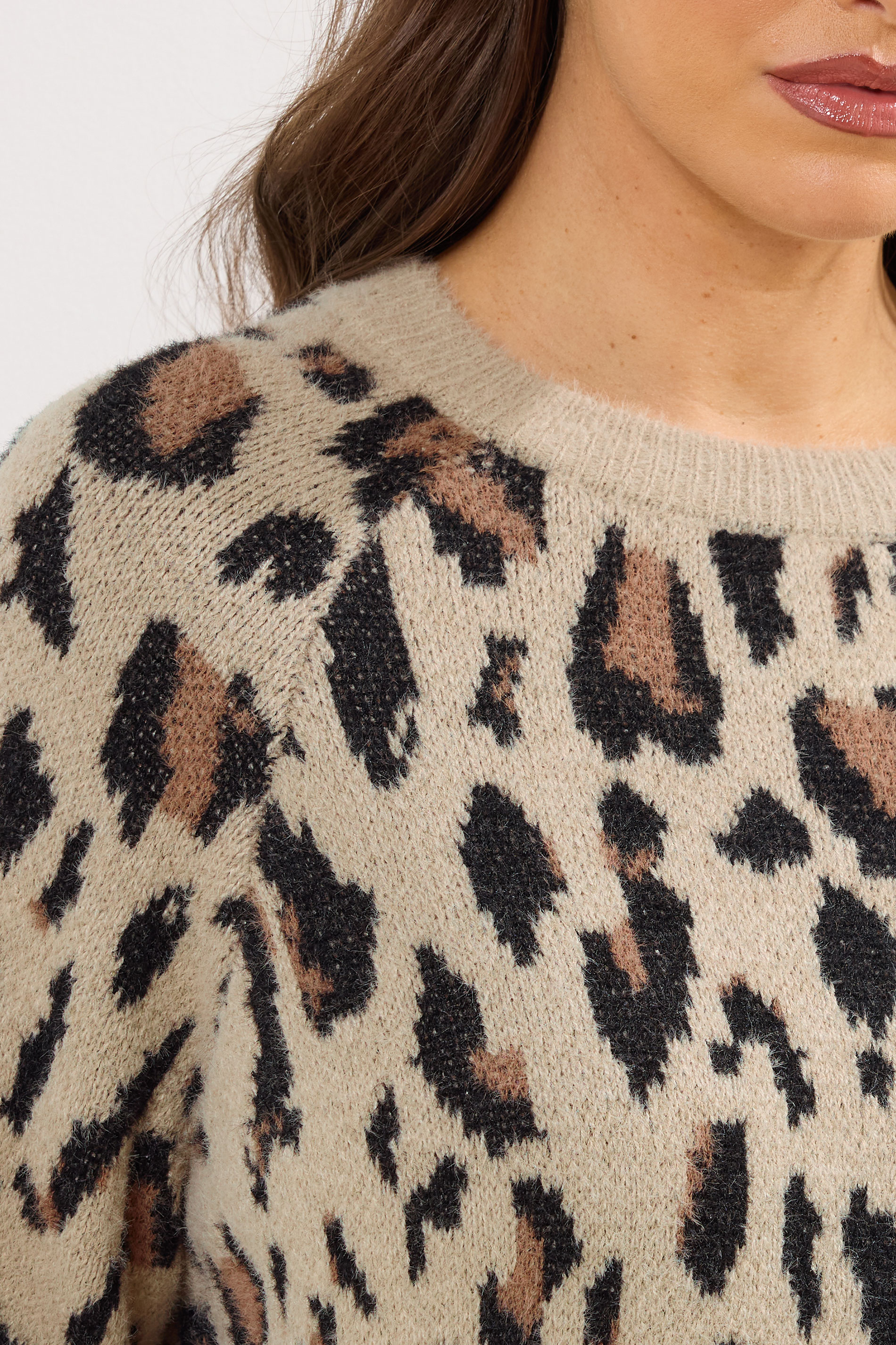 YOURS Plus Size Natural Brown Soft Touch Leopard Jumper | Yours Clothing 4