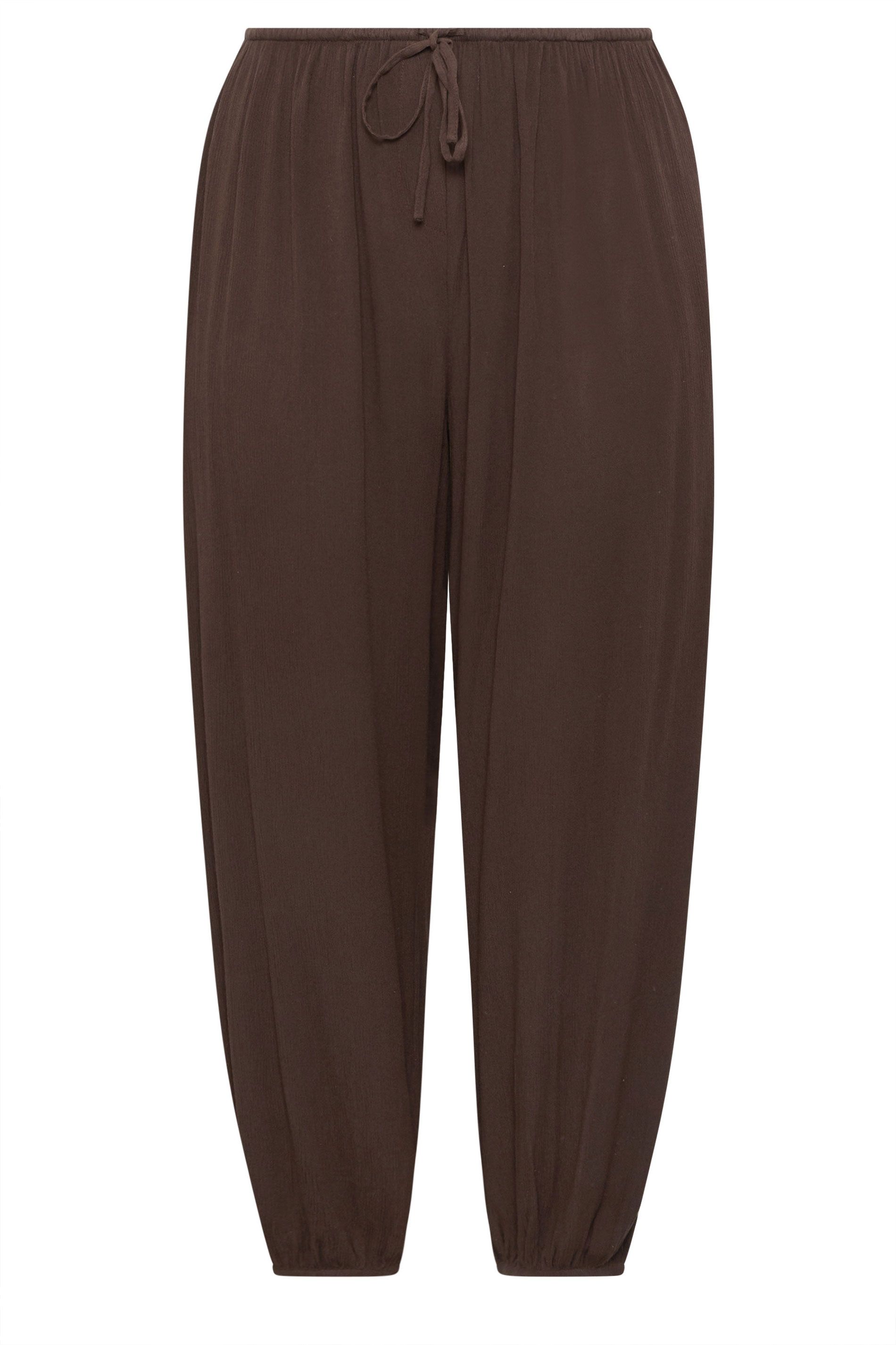 YOURS Plus Size Chocolate Brown Cuffed Balloon Trousers | Yours Clothing 5