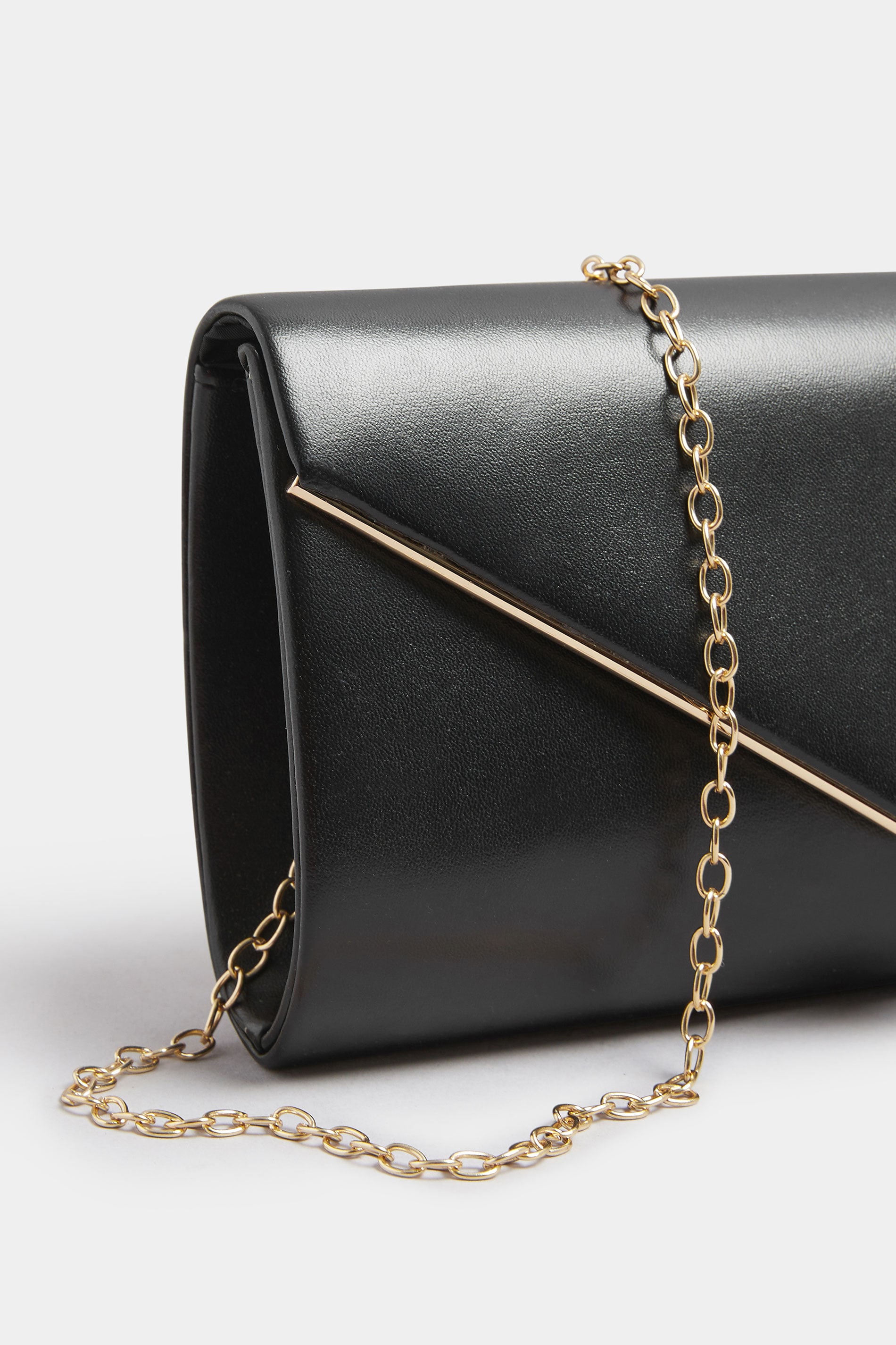 Black Faux Leather Metal Trim Clutch Bag | Yours Clothing 4