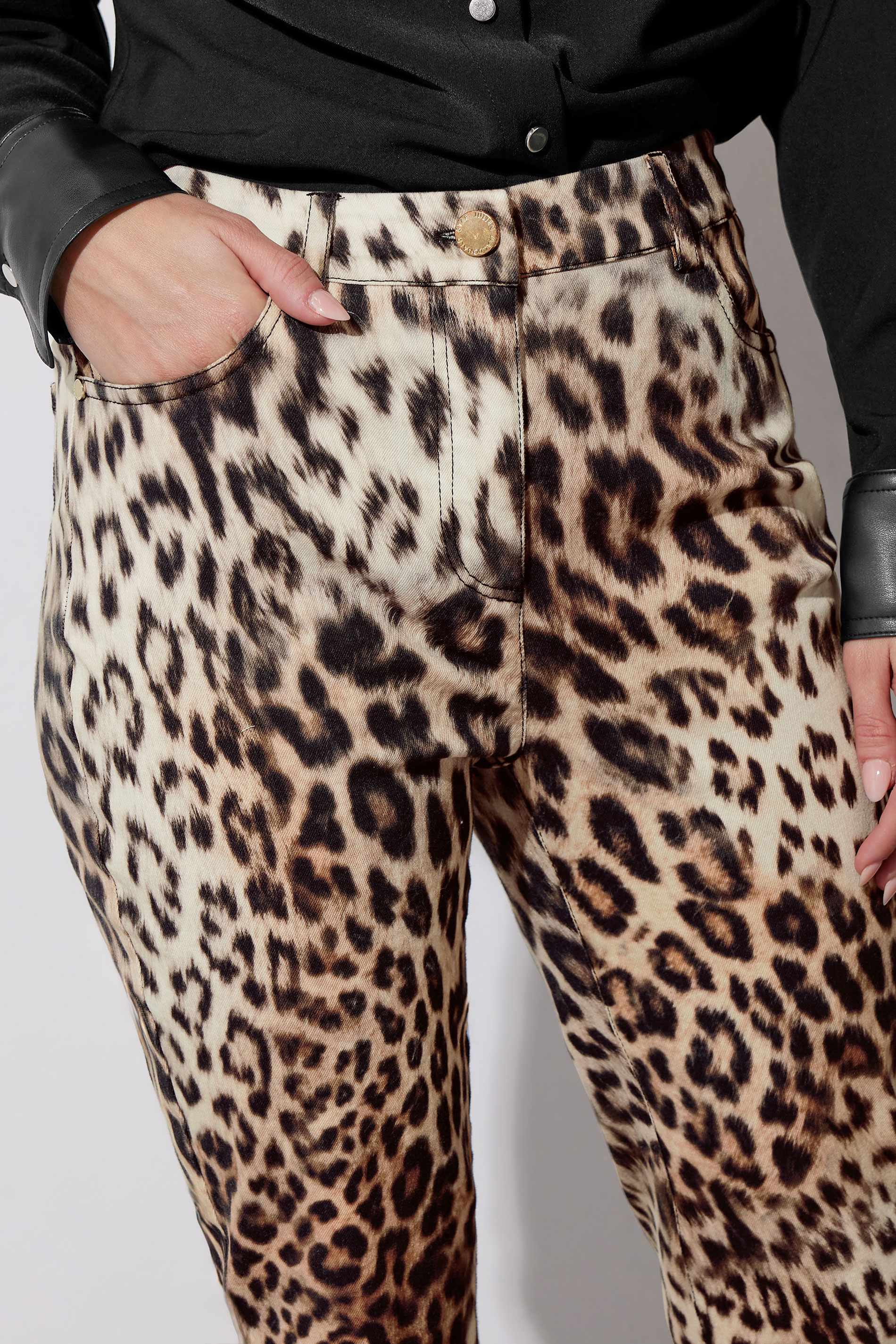 STAR Beige Brown Denim Leopard Straight Leg Jeans | StarByJM 5