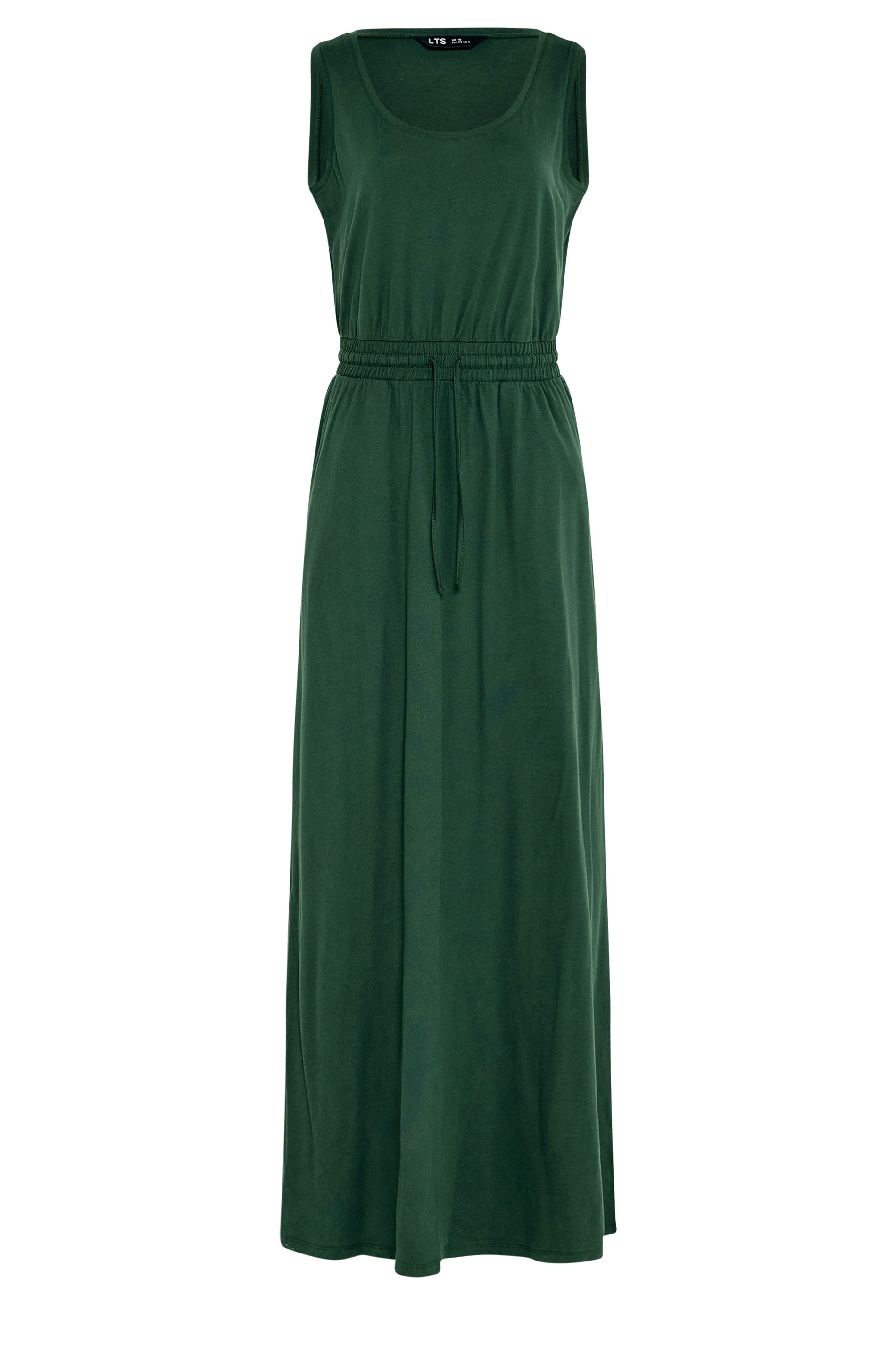 LTS Tall Women's Dark Green Tie Waist Cotton Maxi Dress | Long Tall Sally 5