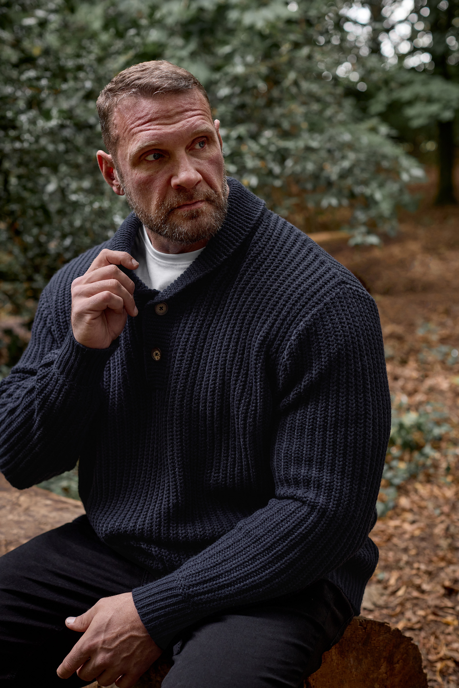 BadRhino Big & Tall Navy Blue Shawl Jumper | BadRhino 3