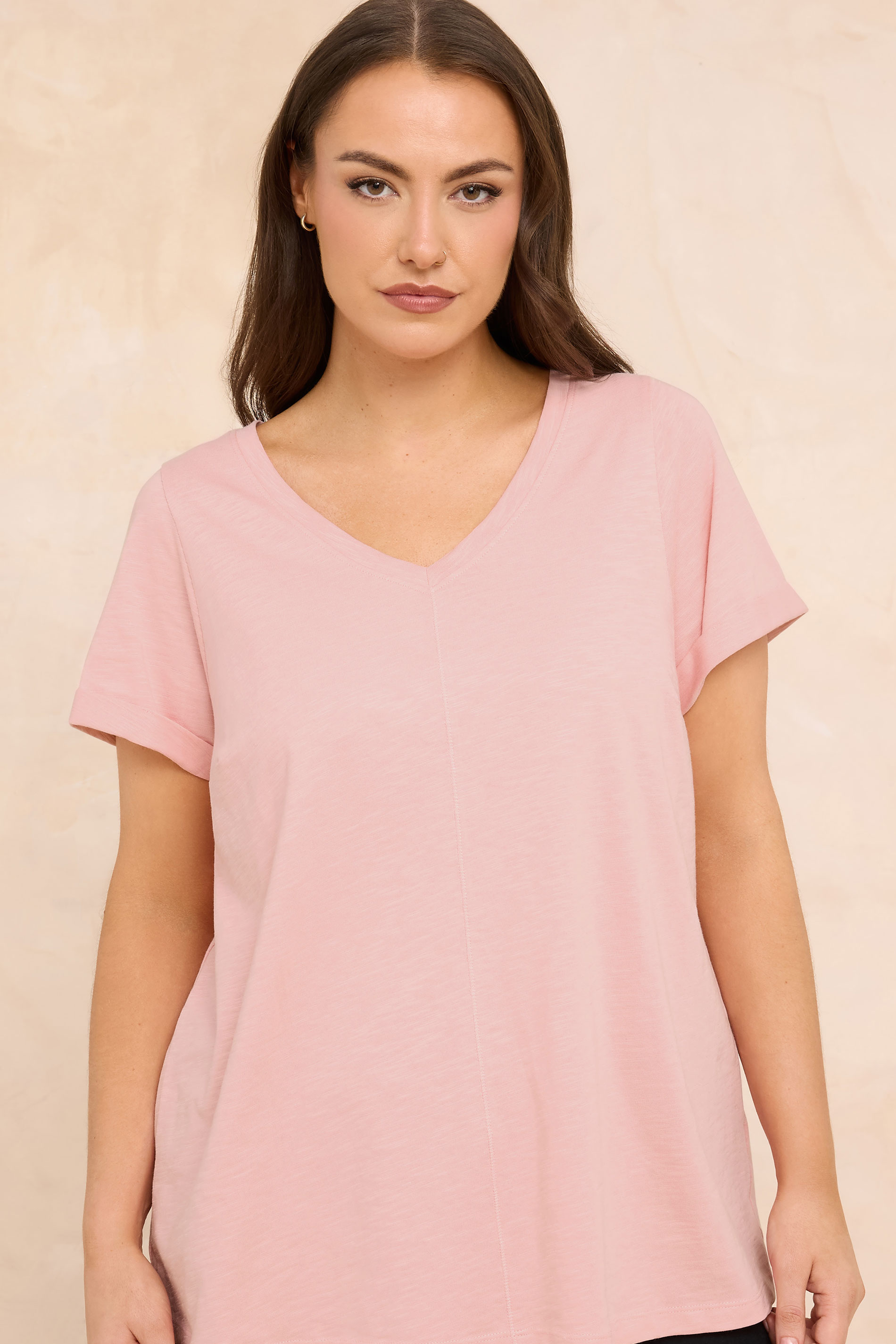 EVANS Plus Size Blush Pink Premium Cotton T-Shirt | Evans 3