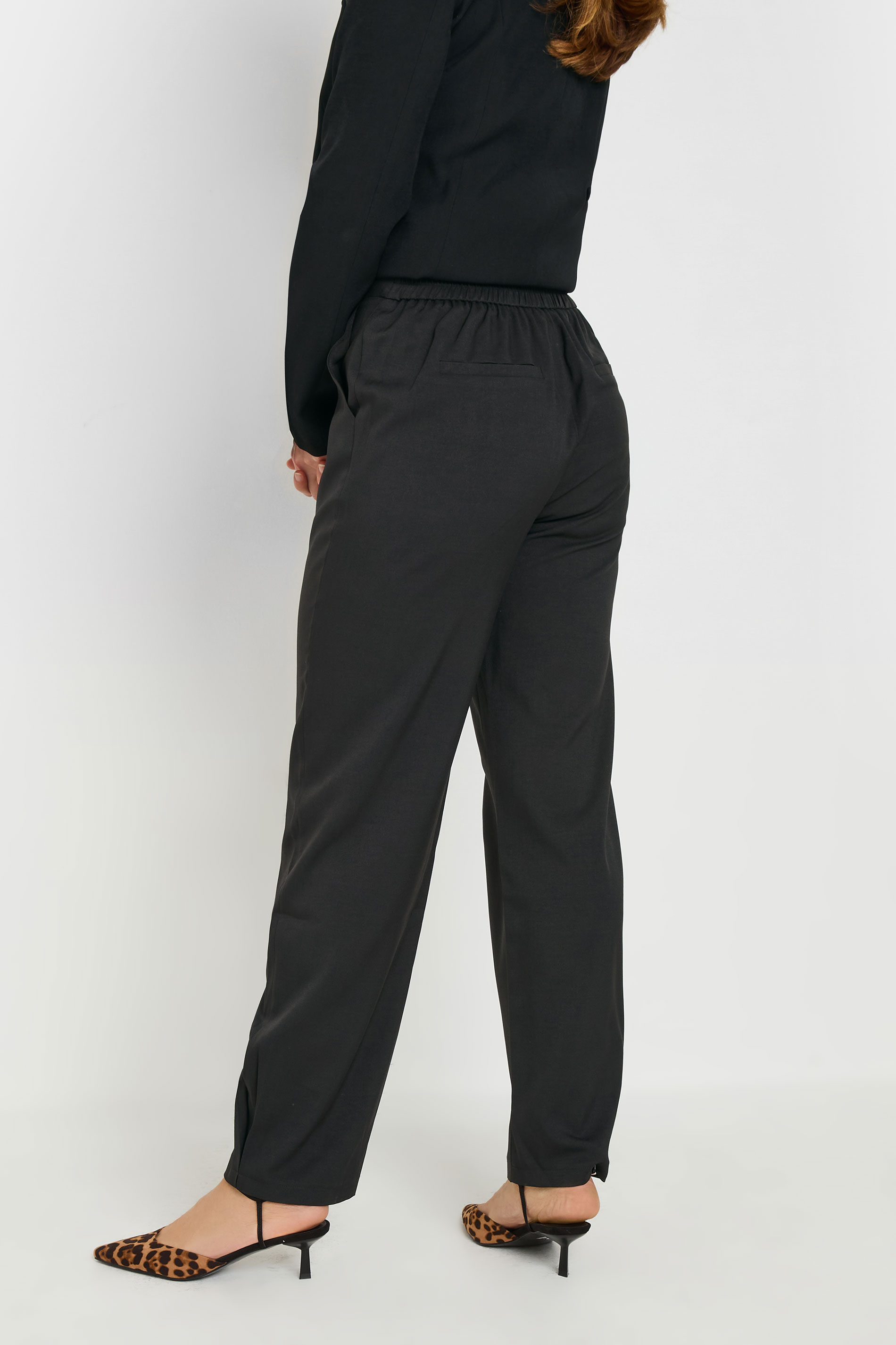 LTS Tall Black Pleated Barrel Leg Trousers | Long Tall Sally 5