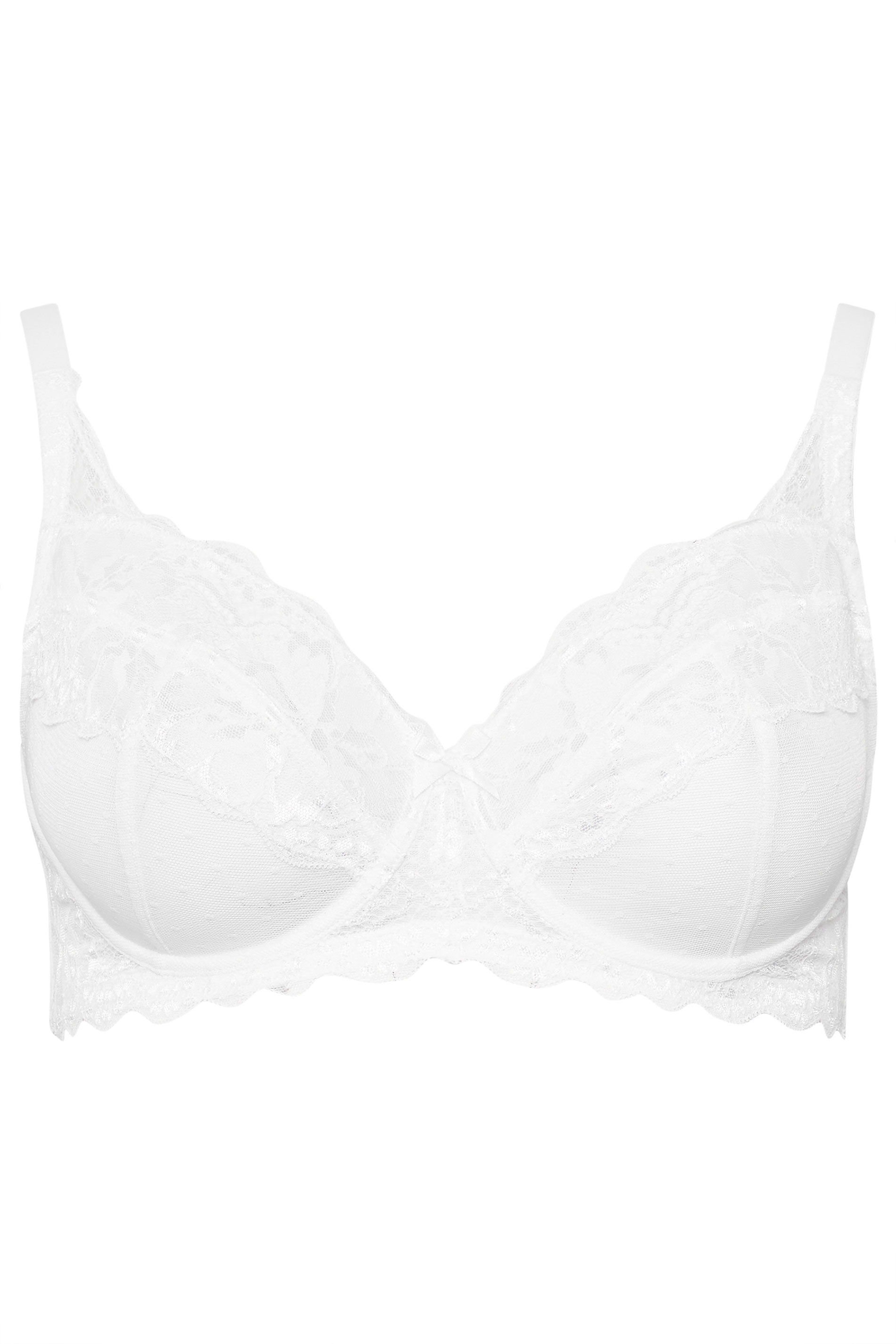 YOURSET 2 PACK Plus Size Blue & White Lace Underwired Mesh Bras | Yours Clothing 12
