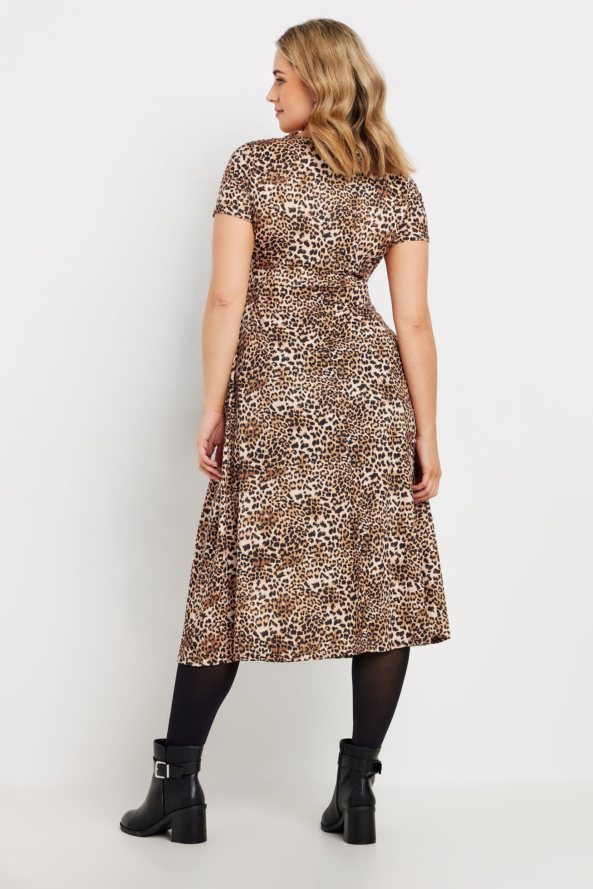 M&Co Brown Leopard Print V-Neck Dress | M&Co 4